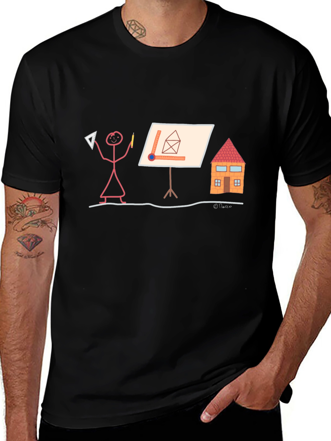Variant 21 of Architect Stick Figure T-Shirt - Funny Building Design Tee