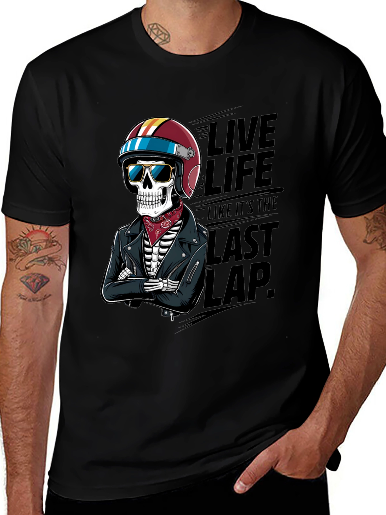 Variant 13 of Skeleton Rider T-Shirt - Live Life Graphic Tee