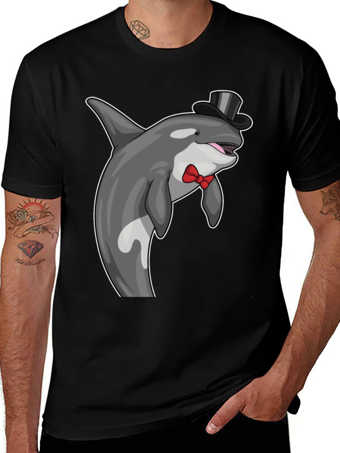 Variant 29 of Orca Whale Top Hat Bow Tie Graphic Tee