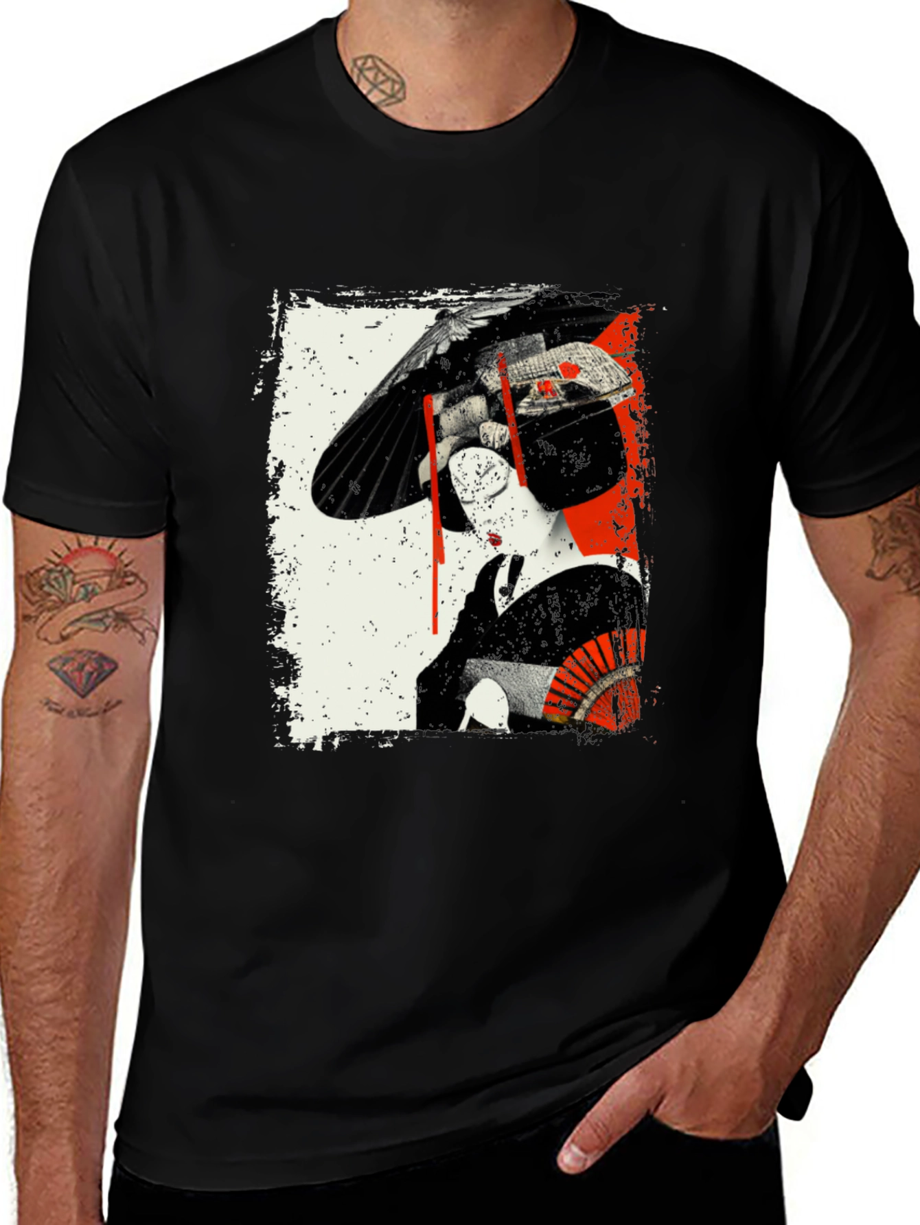 Variant 15 of Geisha Graphic Print Black T-Shirt