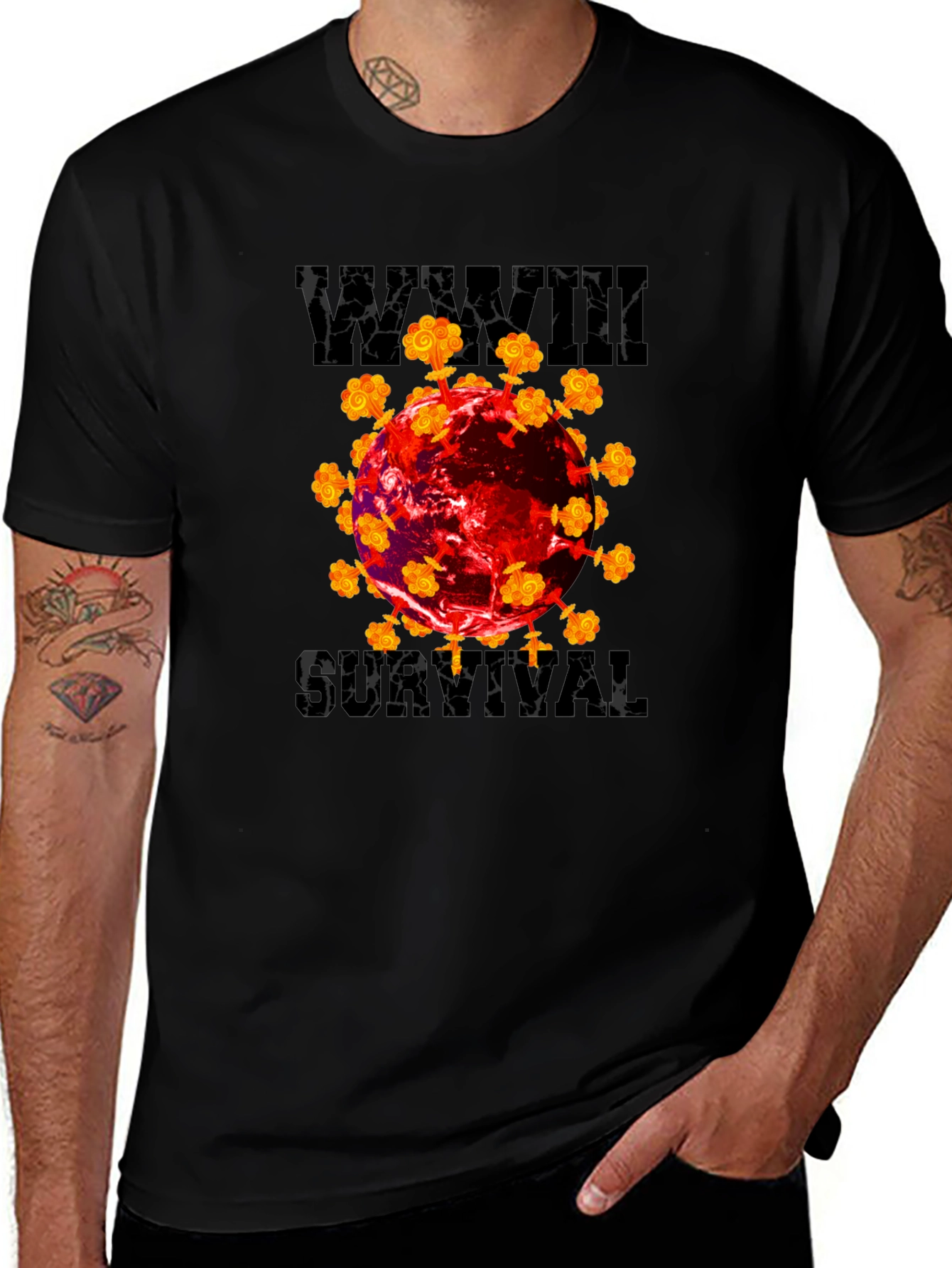 Variant 2 of Virus Survival Black Graphic T-Shirt
