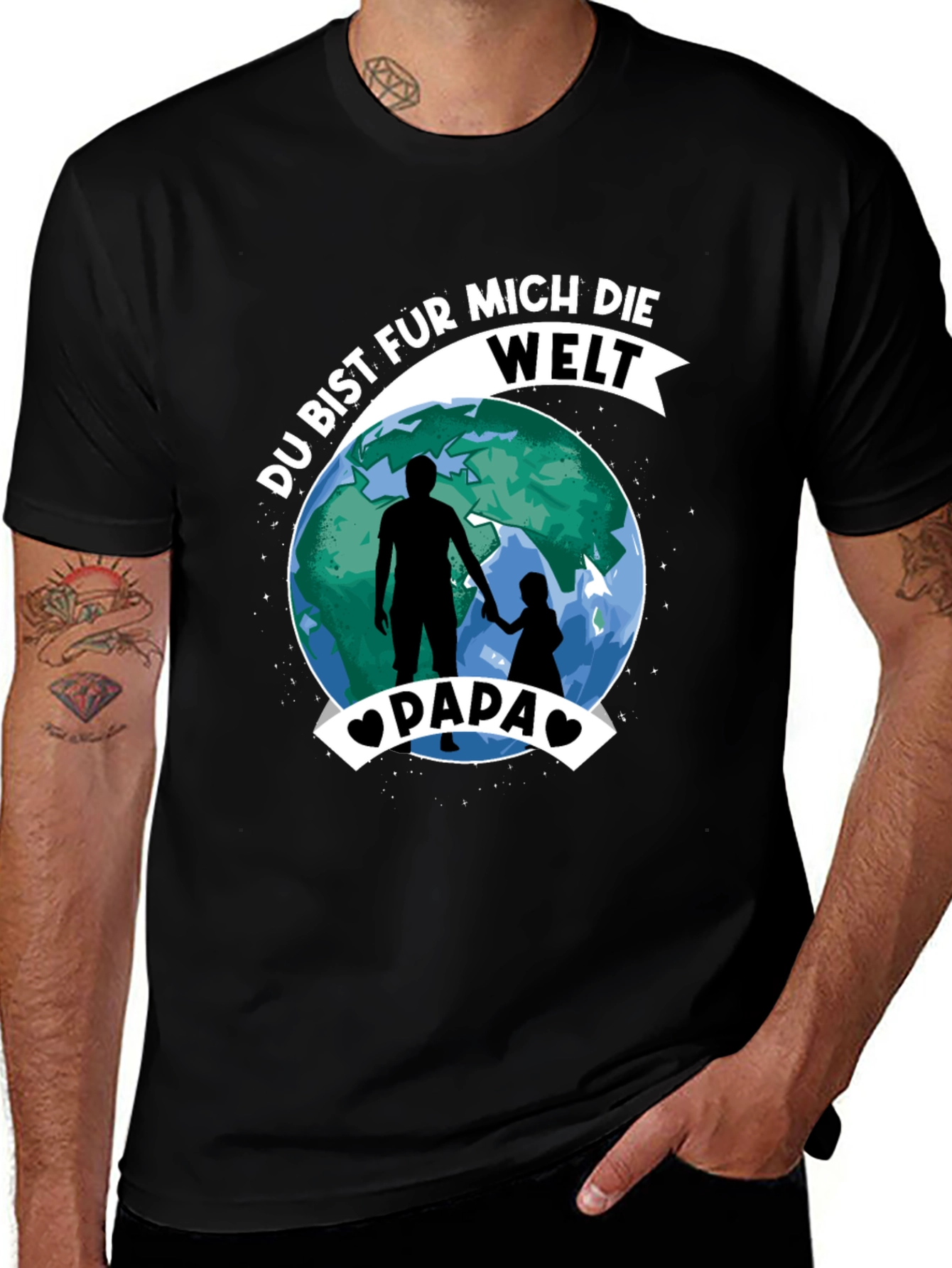Variant 23 of Du Bist Fur Mich Die Welt Papa Black T-Shirt