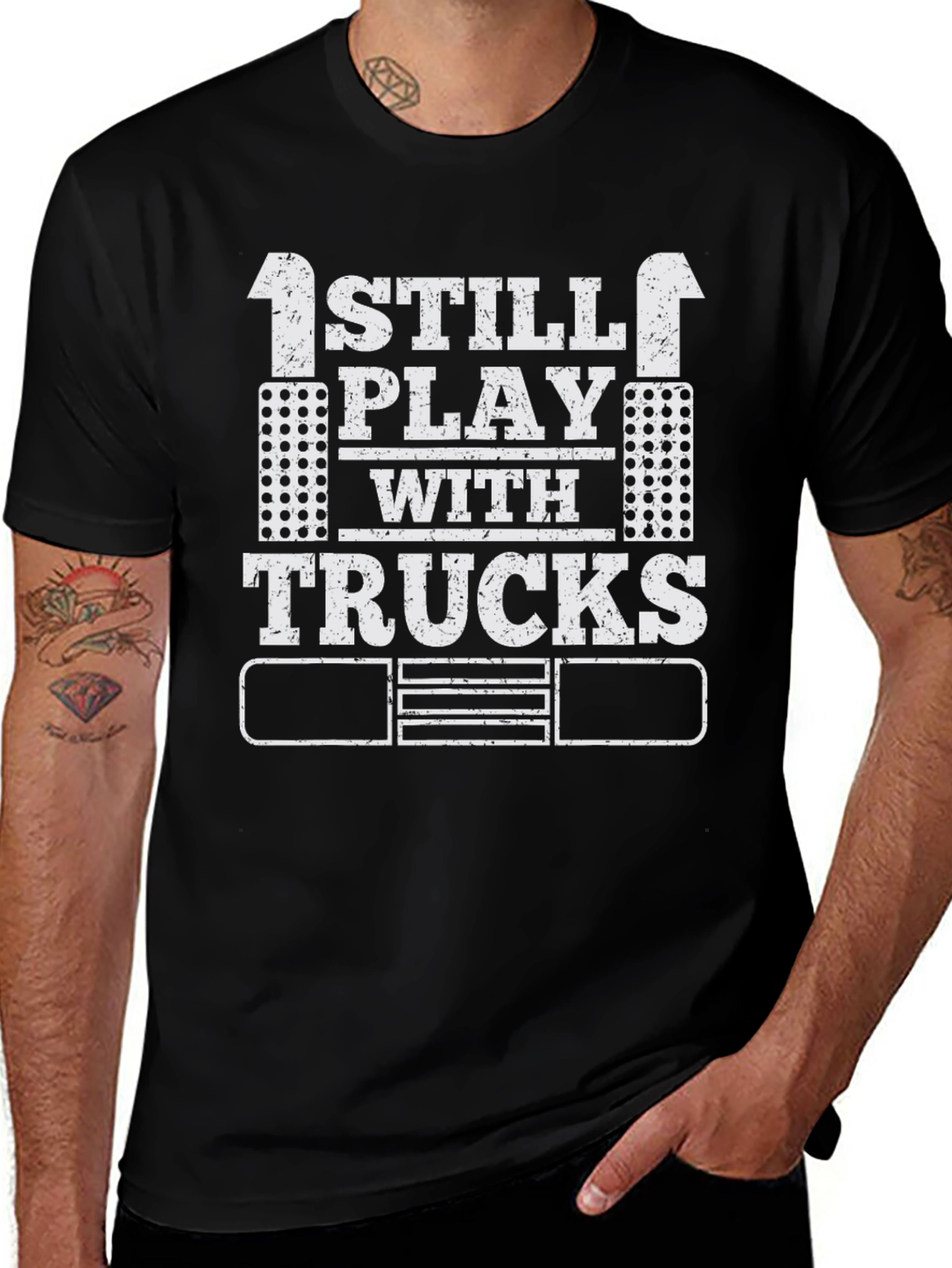 Variant 13 of I Still Play with Trucks T-Shirt, Adult Trucker Tee