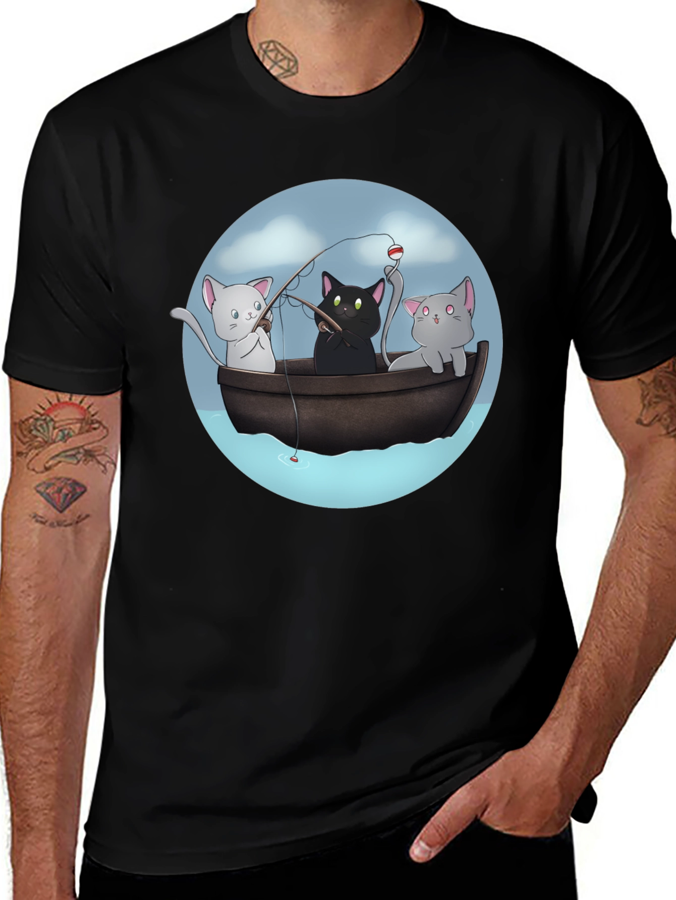 Variant 17 of Cats Fishing T-Shirt | Unique Graphic Tee