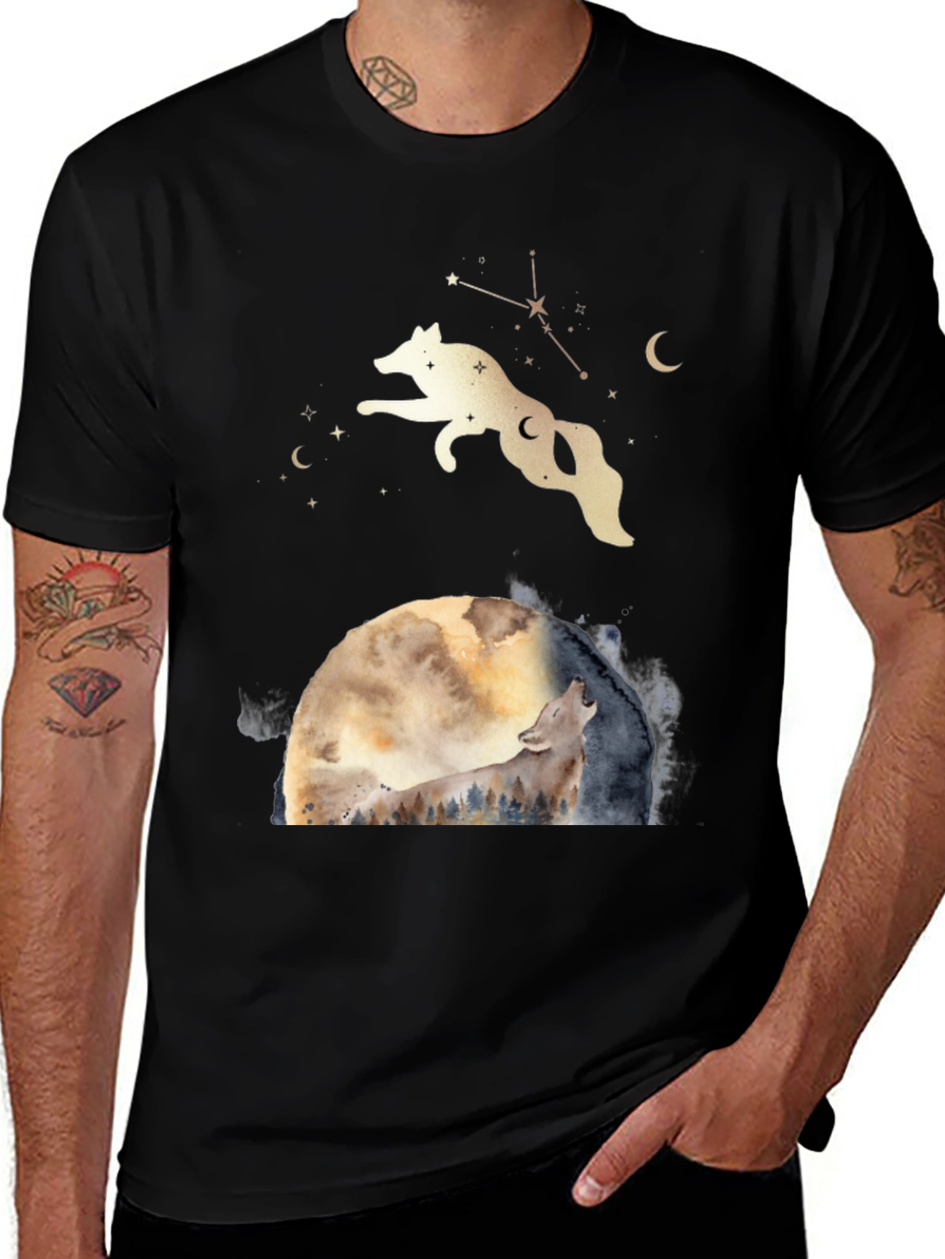 Variant 22 of Wolf Moon Graphic Tee - Celestial T-Shirt