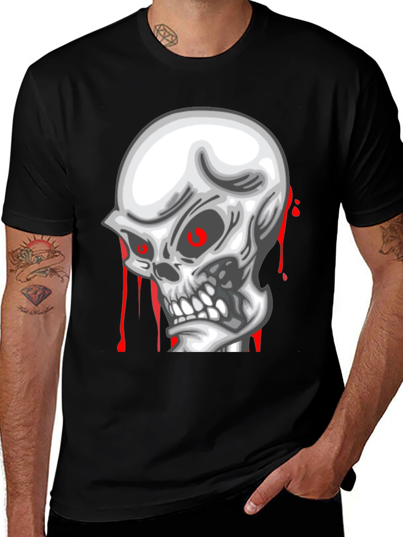 Variant 2 of Skull Graphic Tee - Men's Black T-Shirt