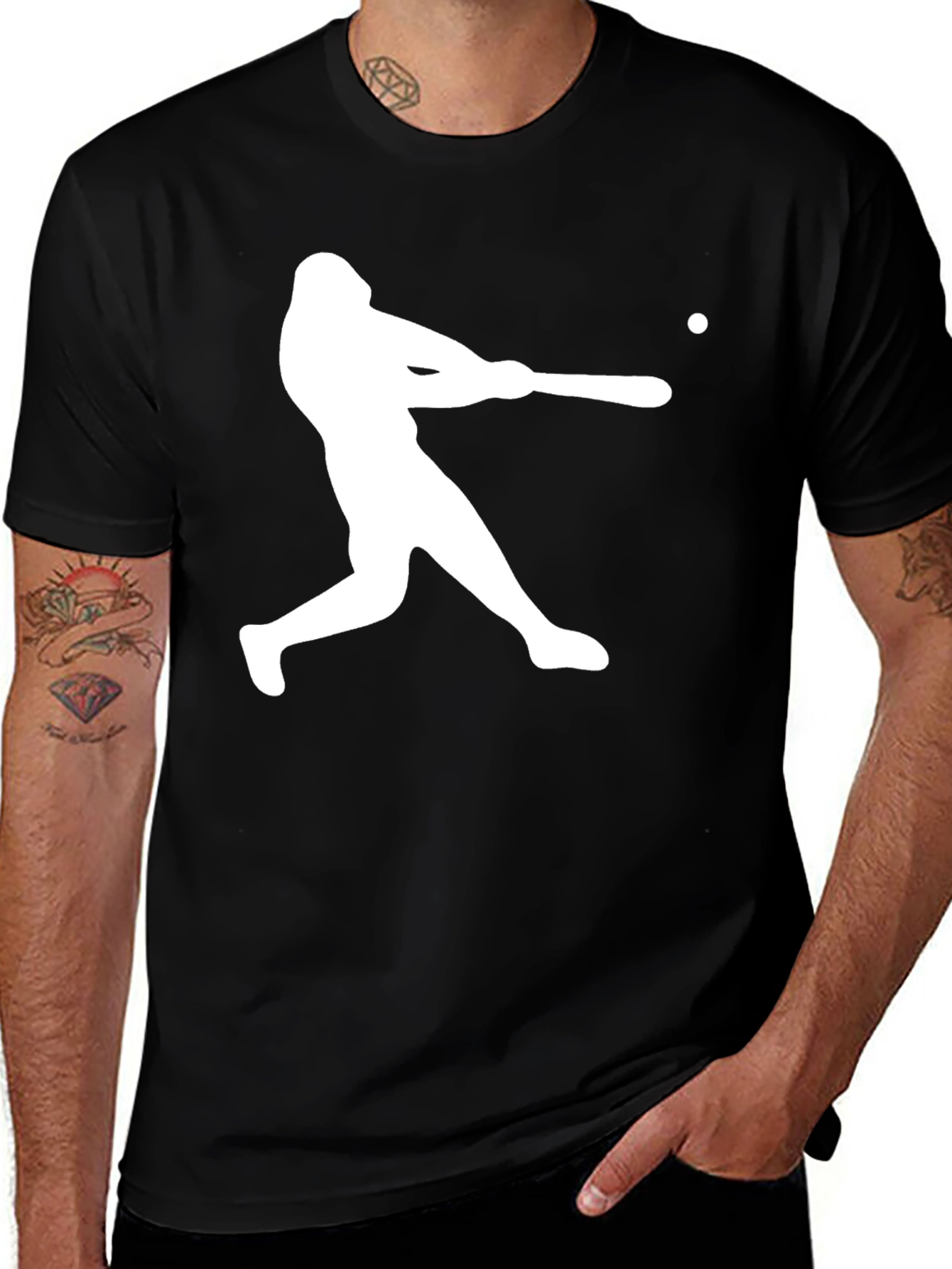 Variant 14 of Baseball Hitter Graphic Tee - Black Cotton T-Shirt