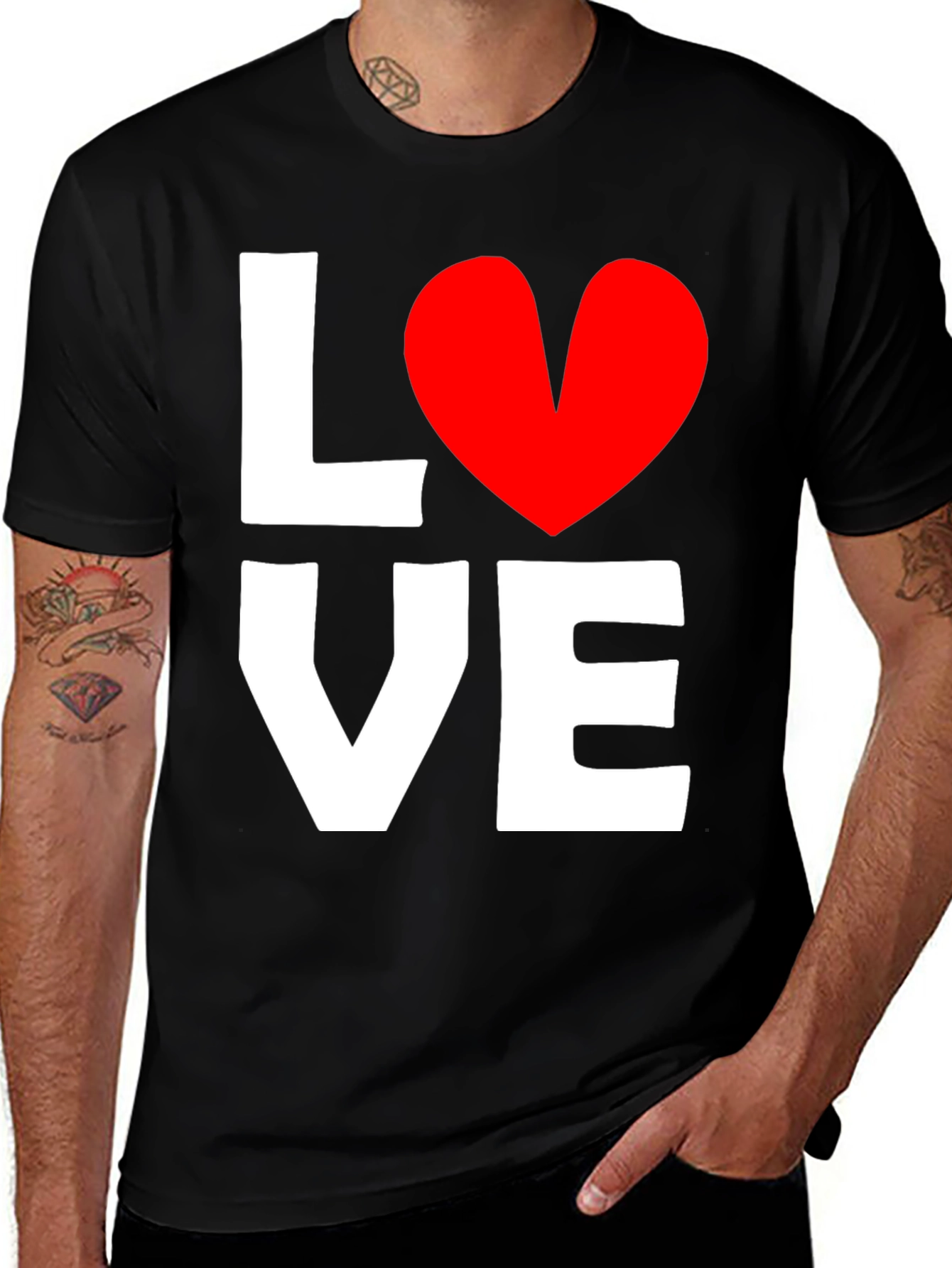 Variant 10 of Love Graphic Print Men's Black T-Shirt