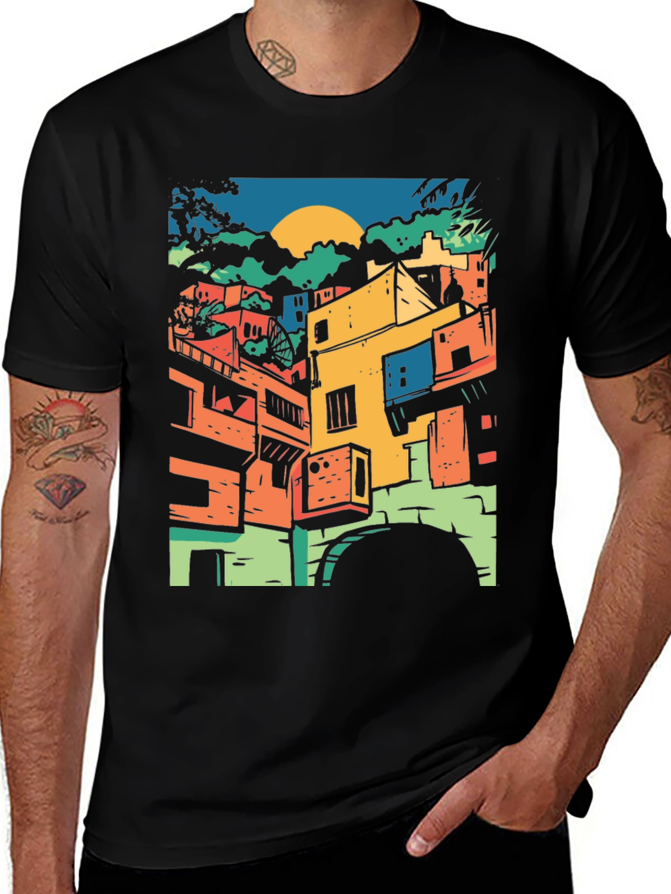 Variant 30 of Urban Vista Graphic Tee - Men's Short Sleeve Crew Neck