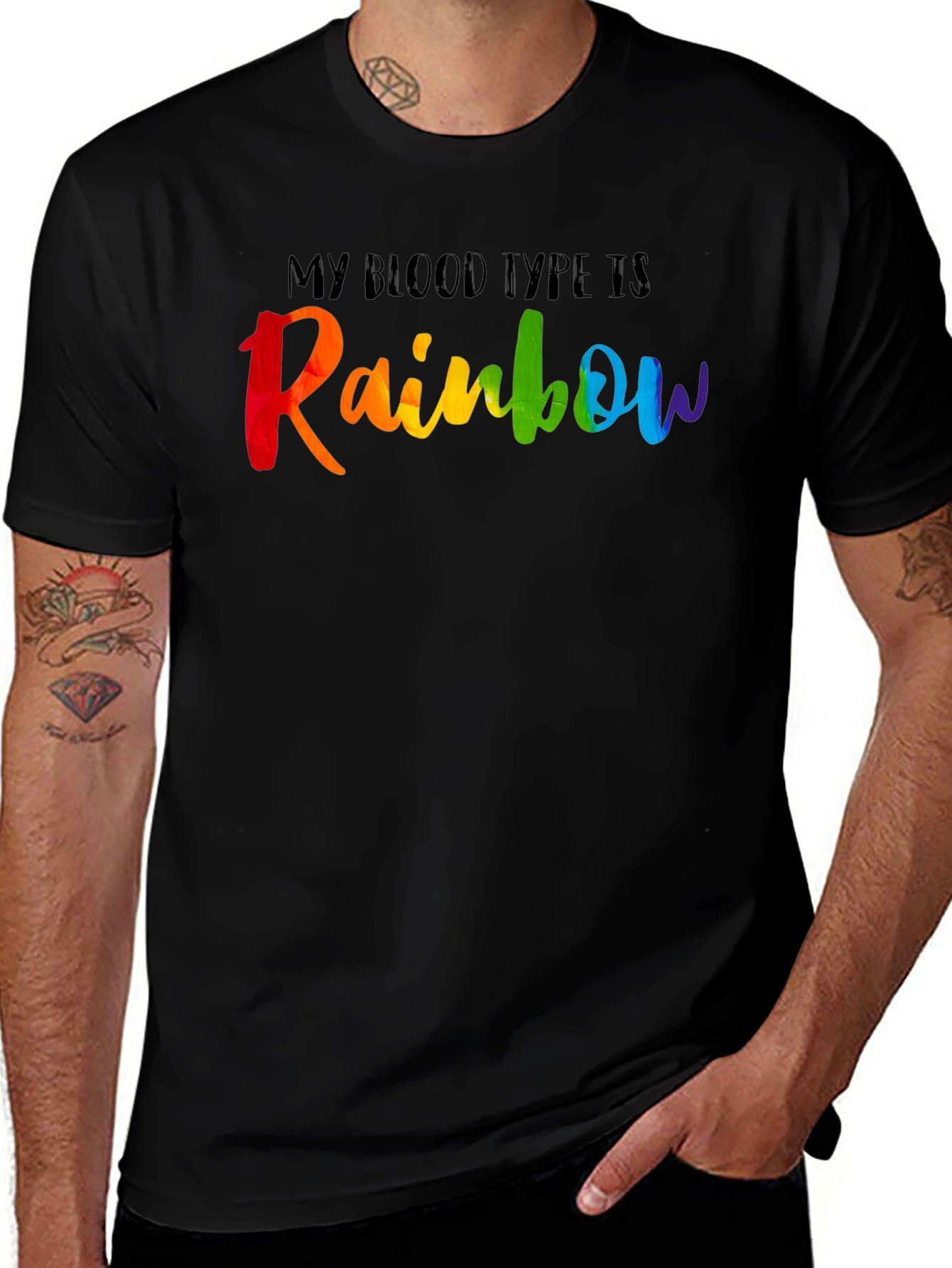 Variant 10 of Rainbow Pride T-Shirt - My Blood Type is Rainbow