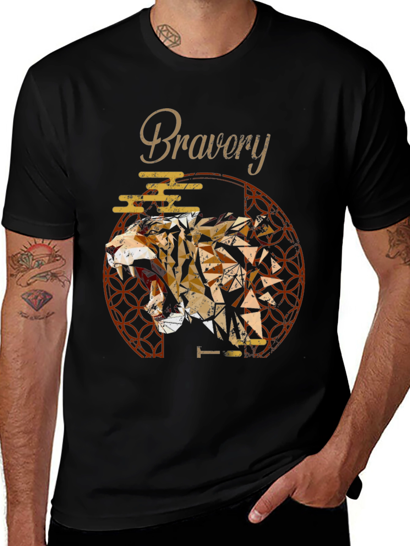 Variant 16 of Bravery Tiger Geometric Men's T-Shirt