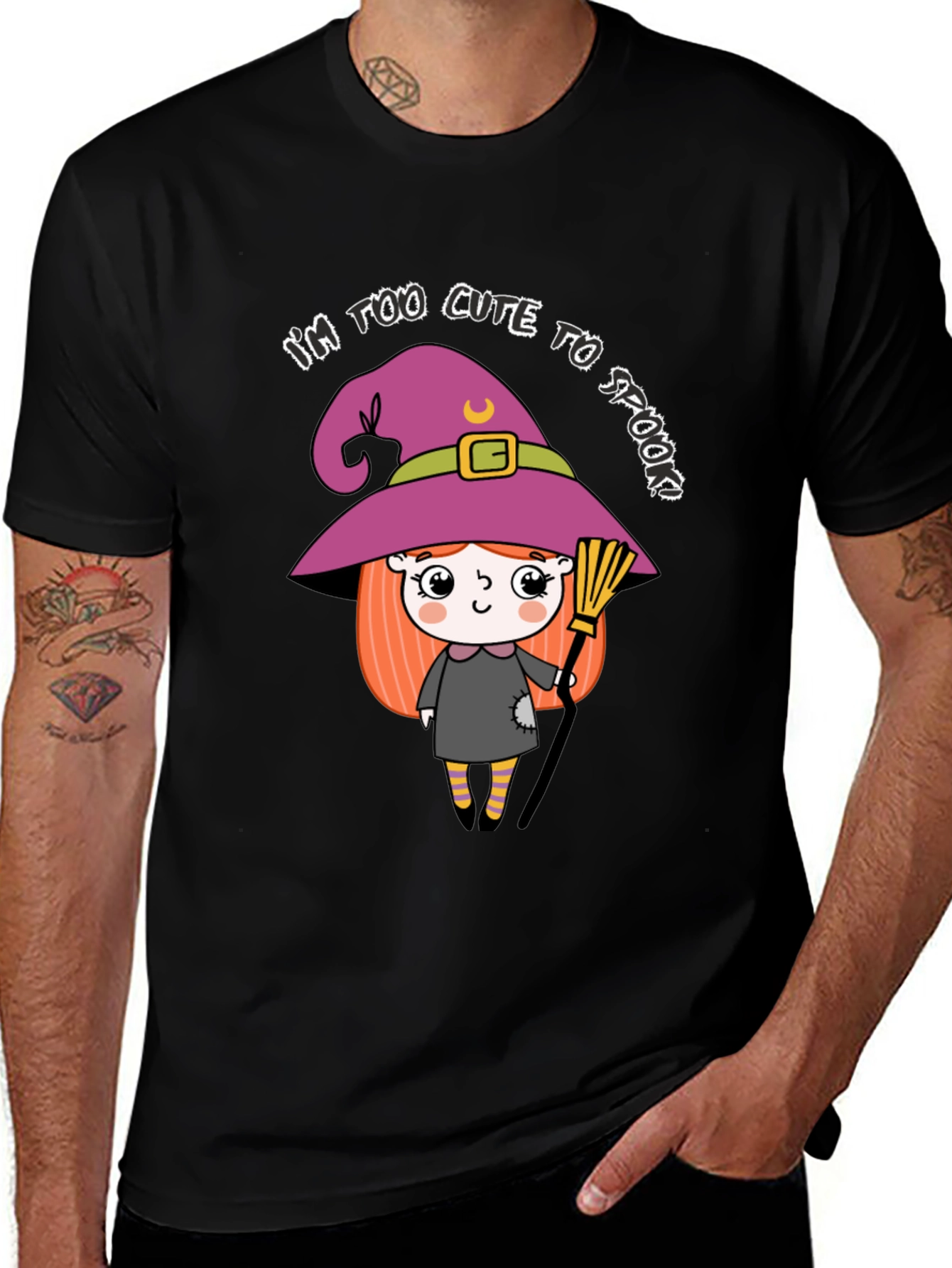 Cute Witch Graphic T-Shirt - Halloween Apparel