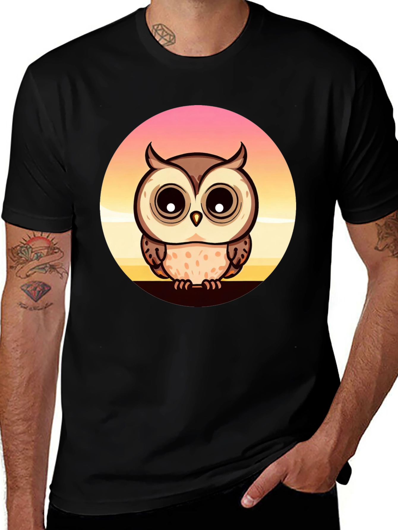 Variant 10 of Owl Sunset Graphic T-Shirt - Unique Design