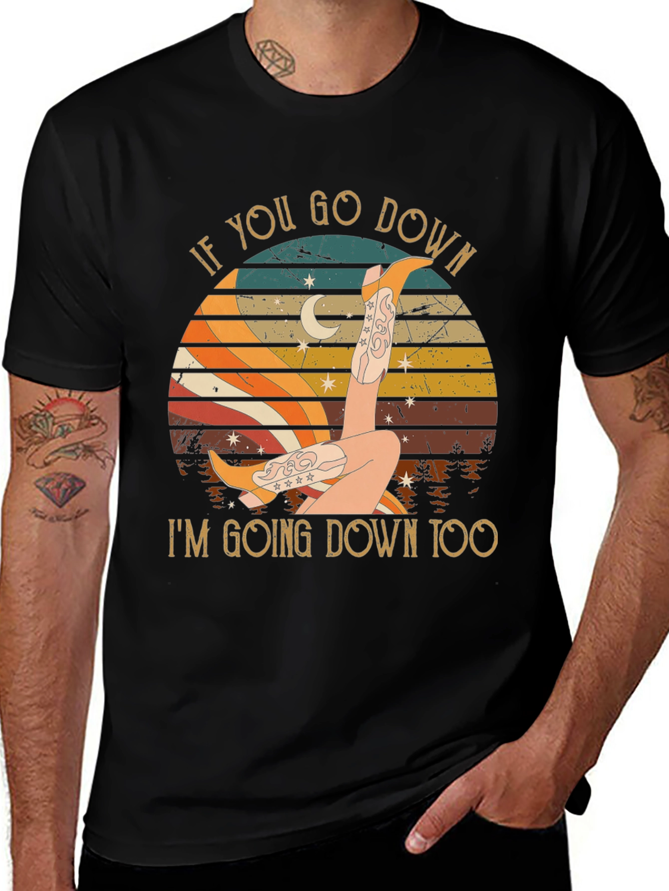 Variant 29 of Retro Style Cowboy Boots Graphic T-Shirt