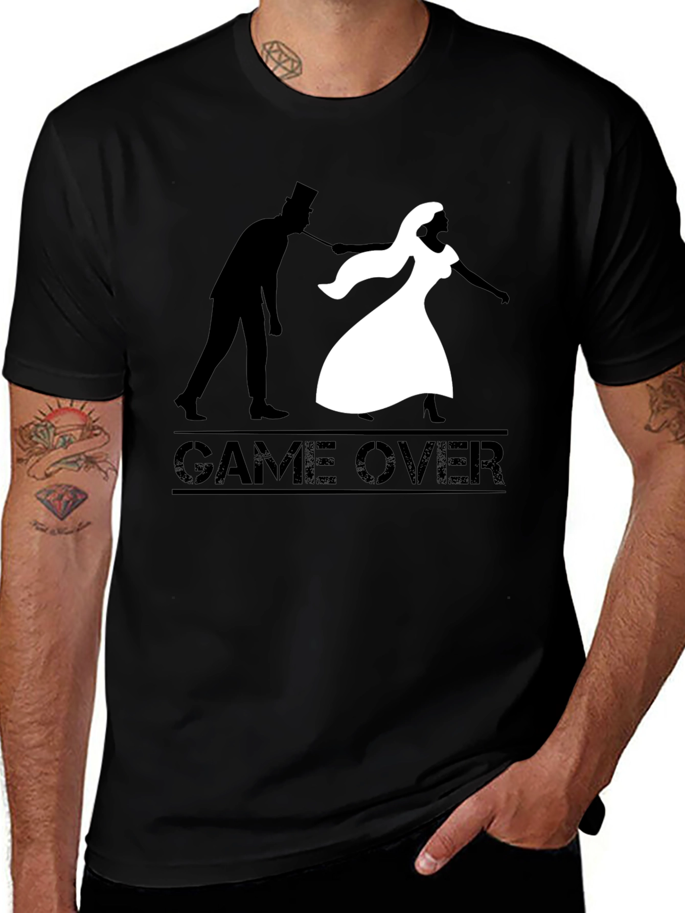 Variant 28 of Game Over T-Shirt - Groom and Bride Silhouette
