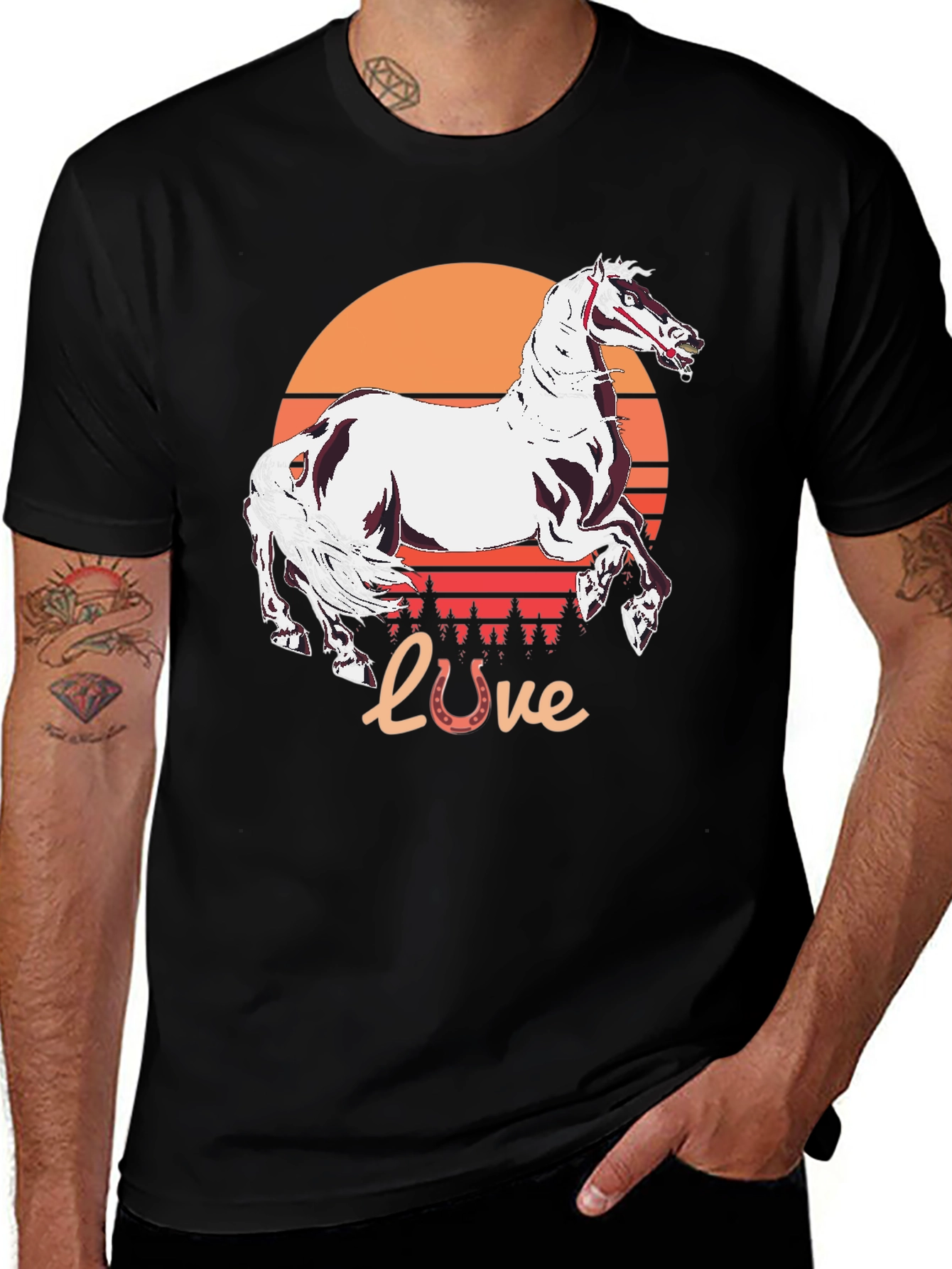 Horse Love Sunset Graphic Tee