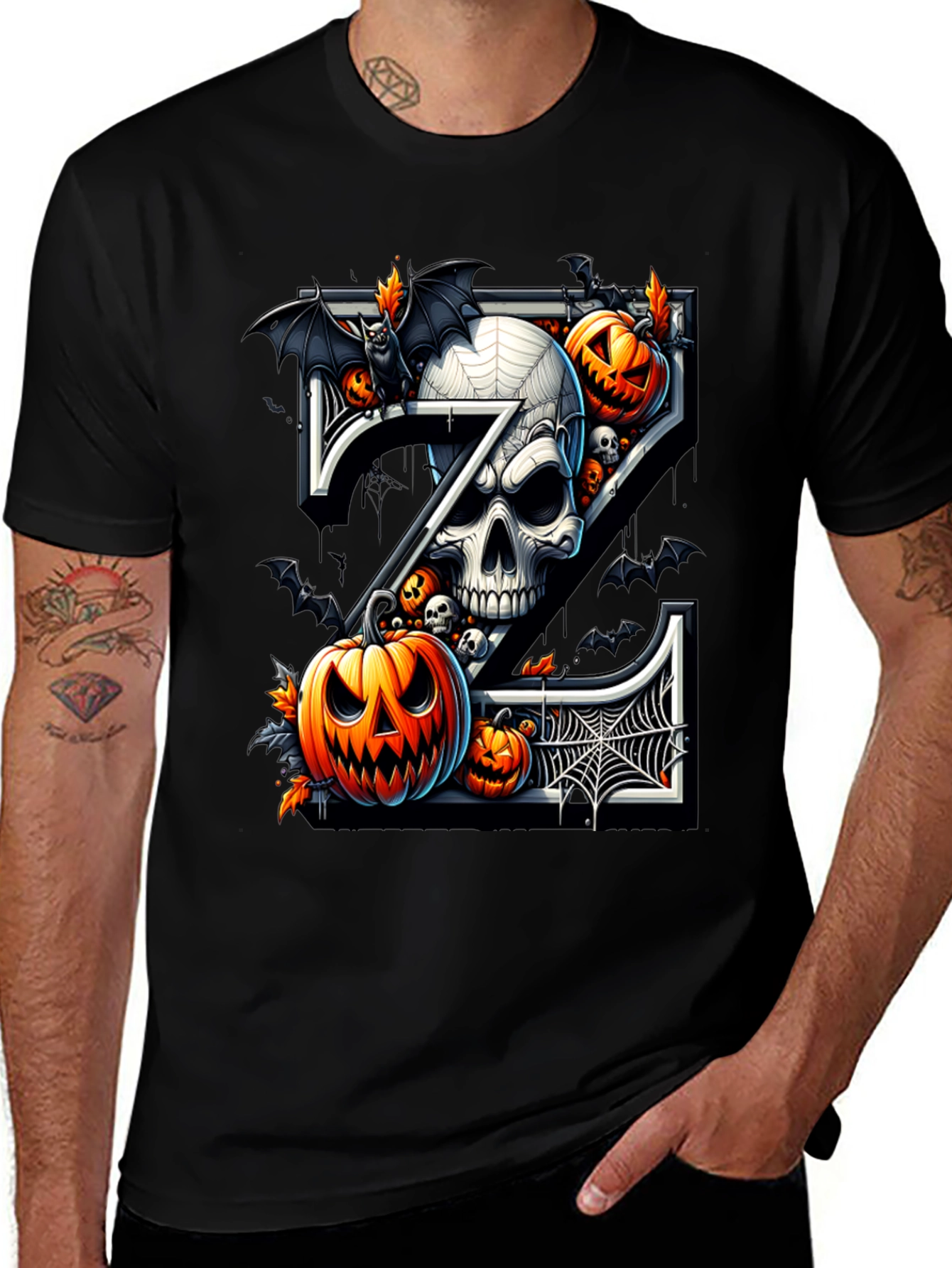 Halloween Skull and Pumpkin Tee
