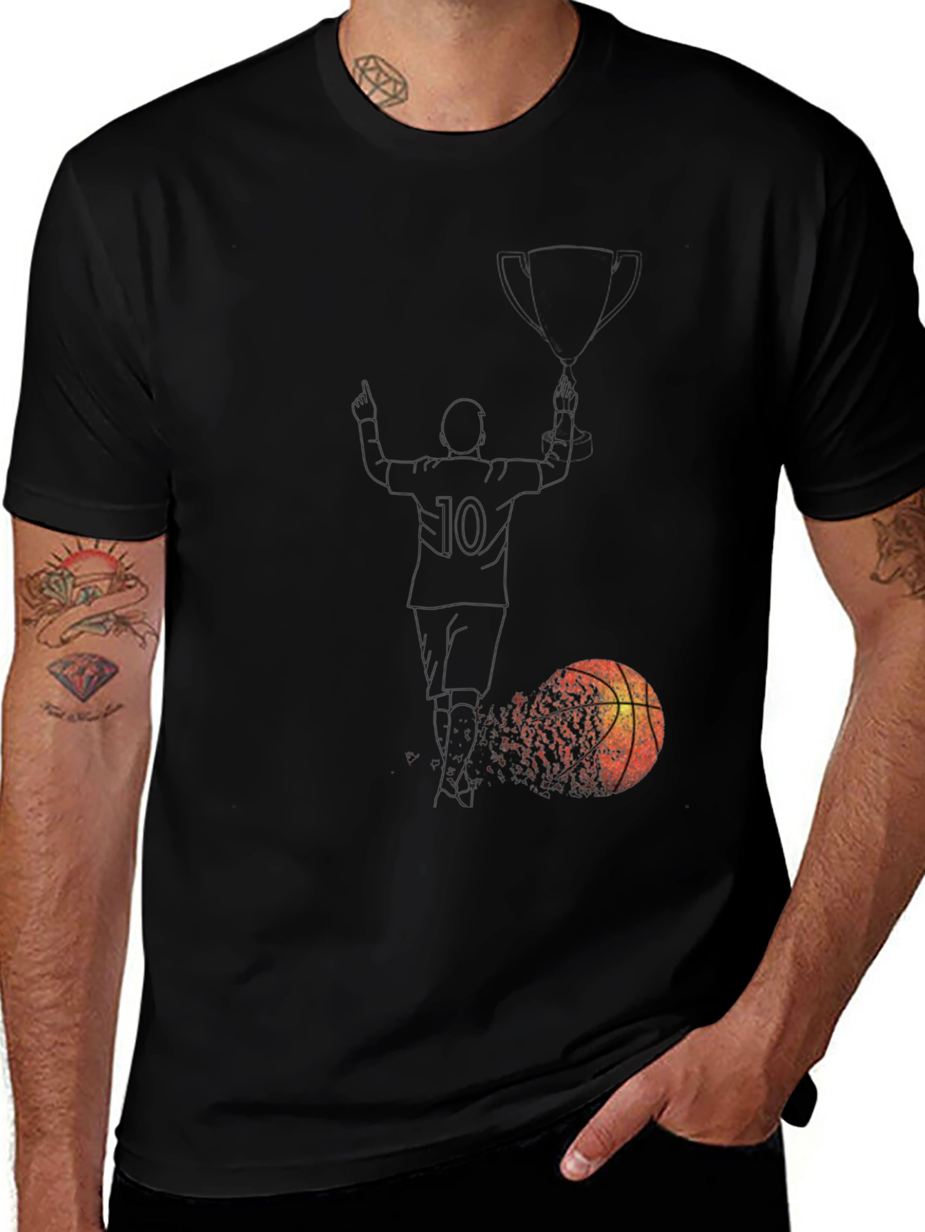 Variant 7 of Basketball Trophy Black T-Shirt