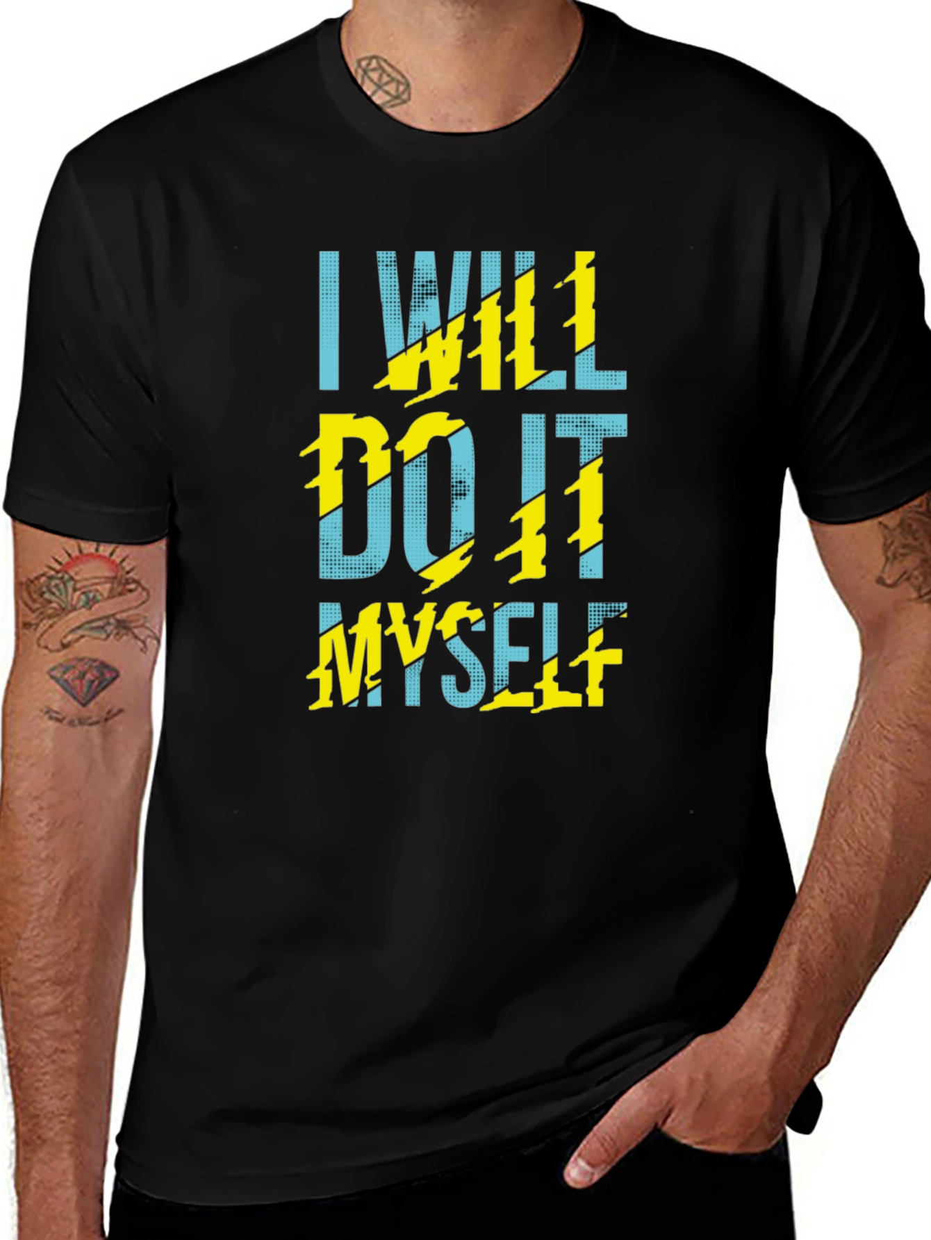 Variant 23 of I Will Do It Myself Men's Black Graphic Tee