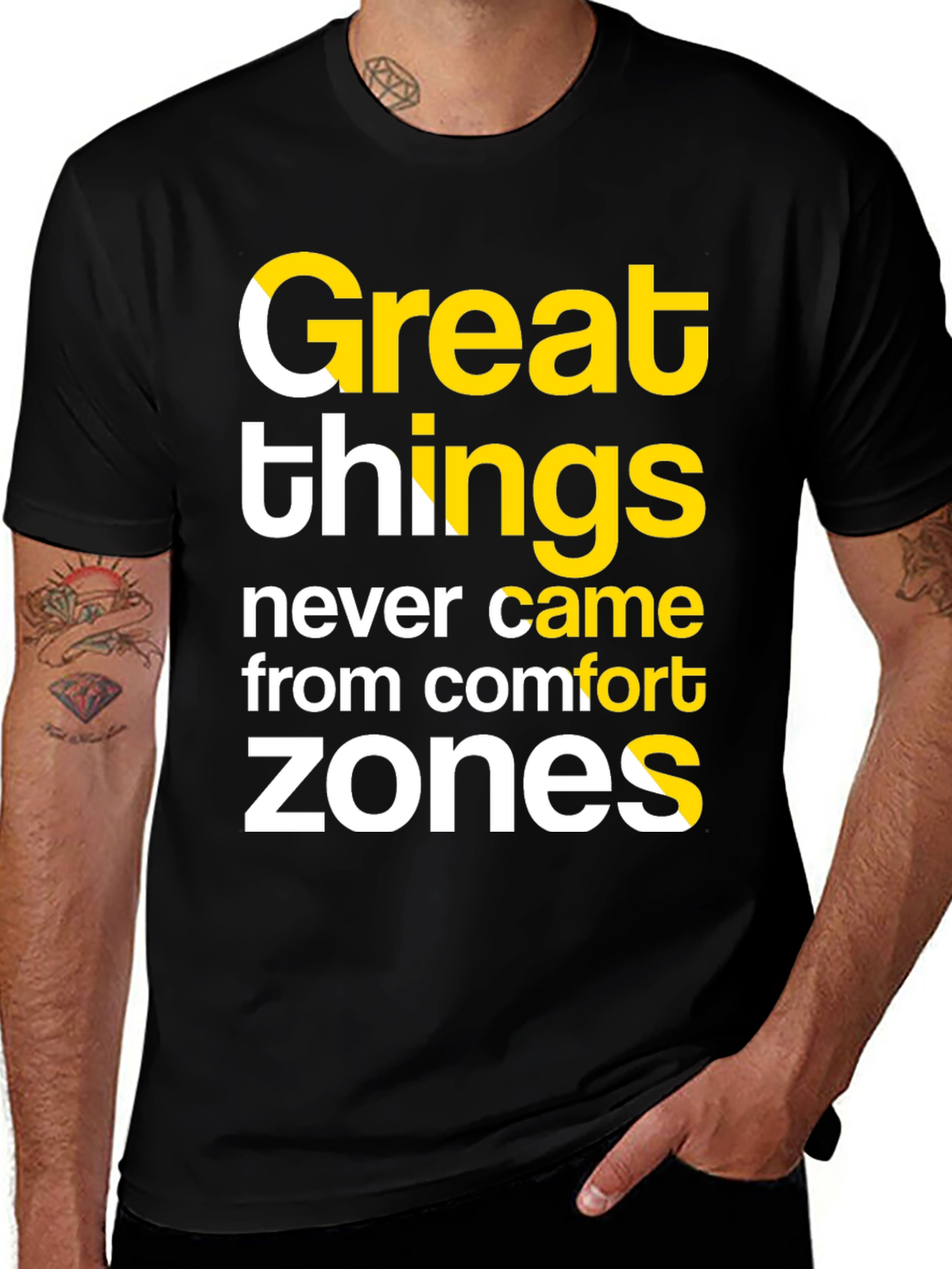 Variant 22 of Inspirational T-Shirt: Great Things, Comfort Zones