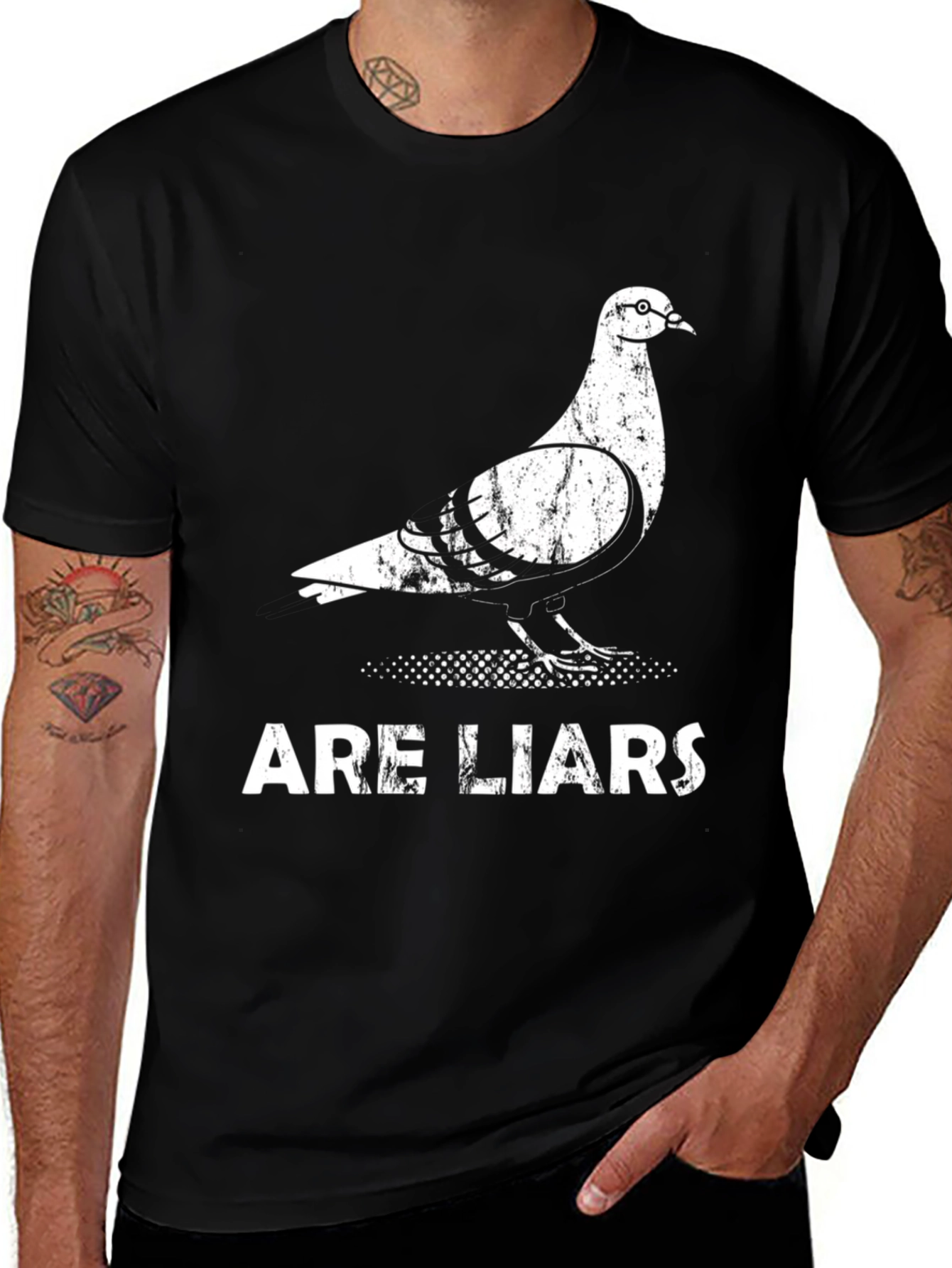 Variant 19 of Pigeons Are Liars Graphic T-Shirt - Black