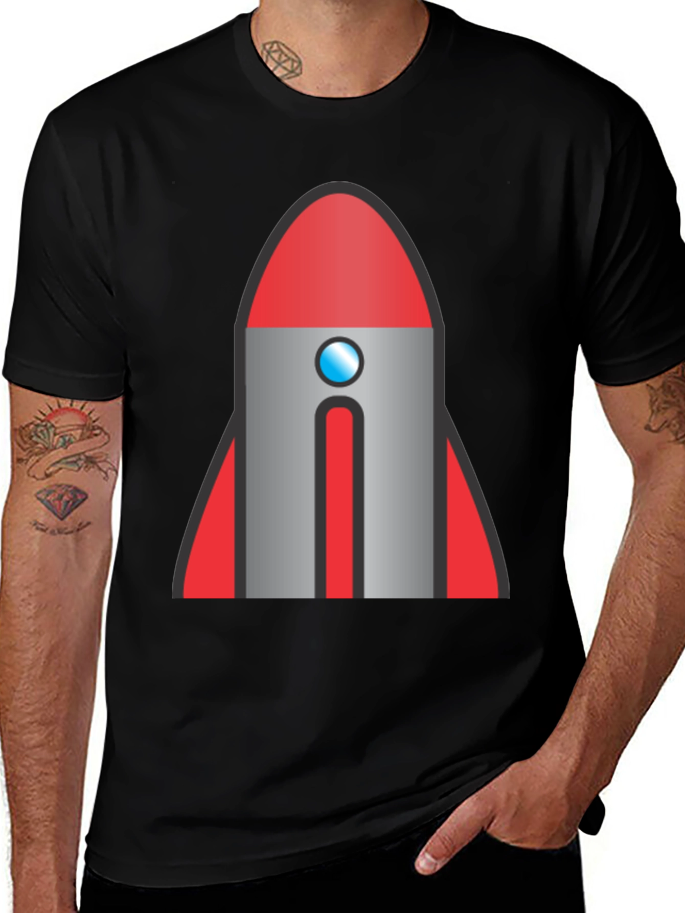 Variant 19 of Retro Rocket Graphic T-Shirt - Classic Style