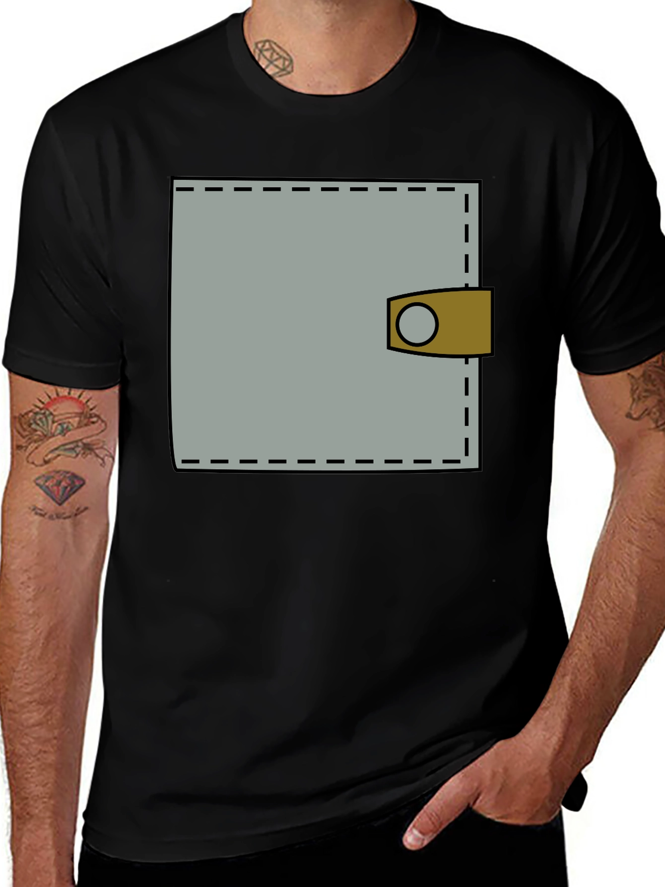 Funny Novelty T-Shirt With Pocket Design
