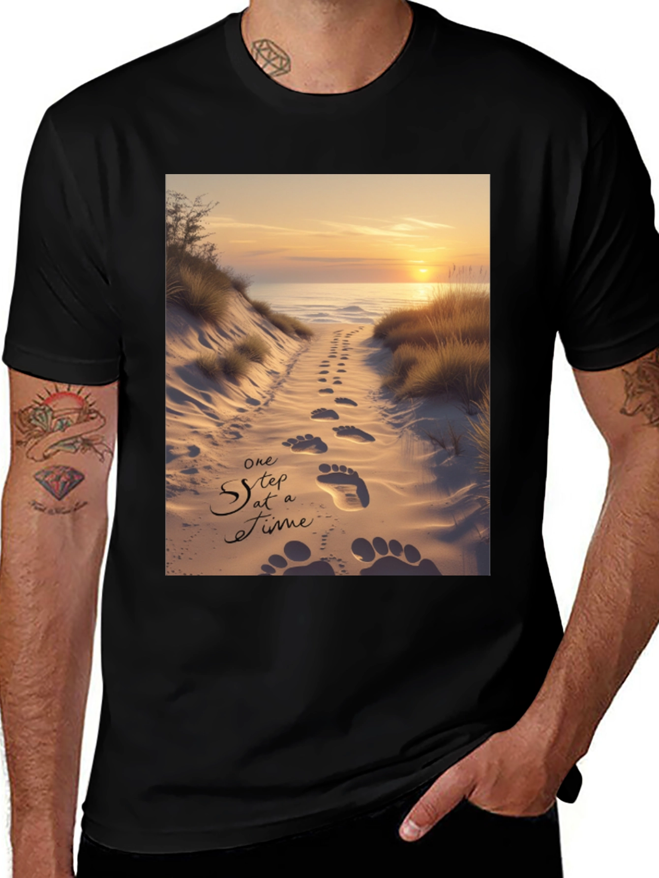 Variant 9 of Beach Sunset Footprints T-Shirt