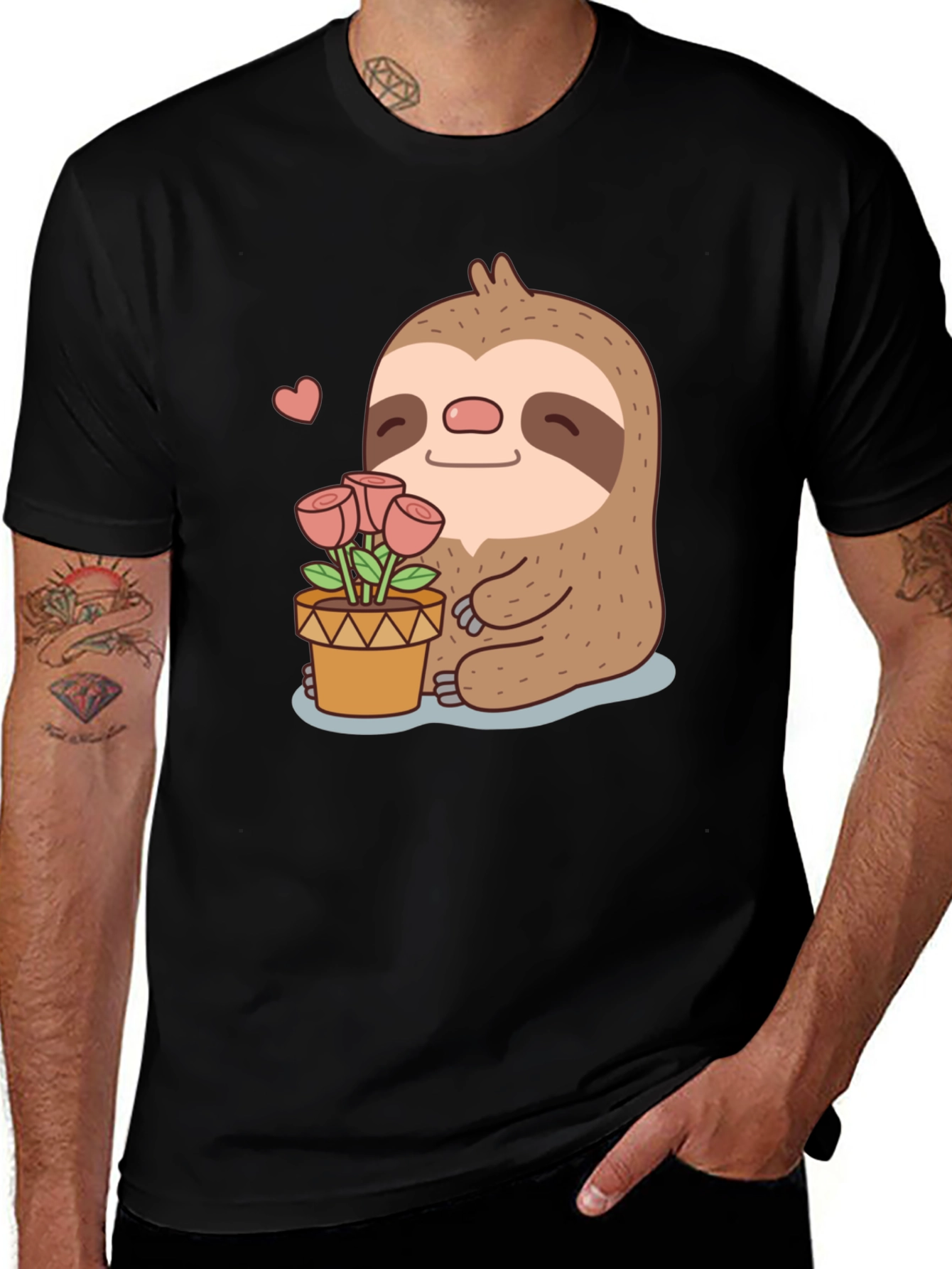 Variant 29 of Cute Sloth with Flowers Graphic T-Shirt