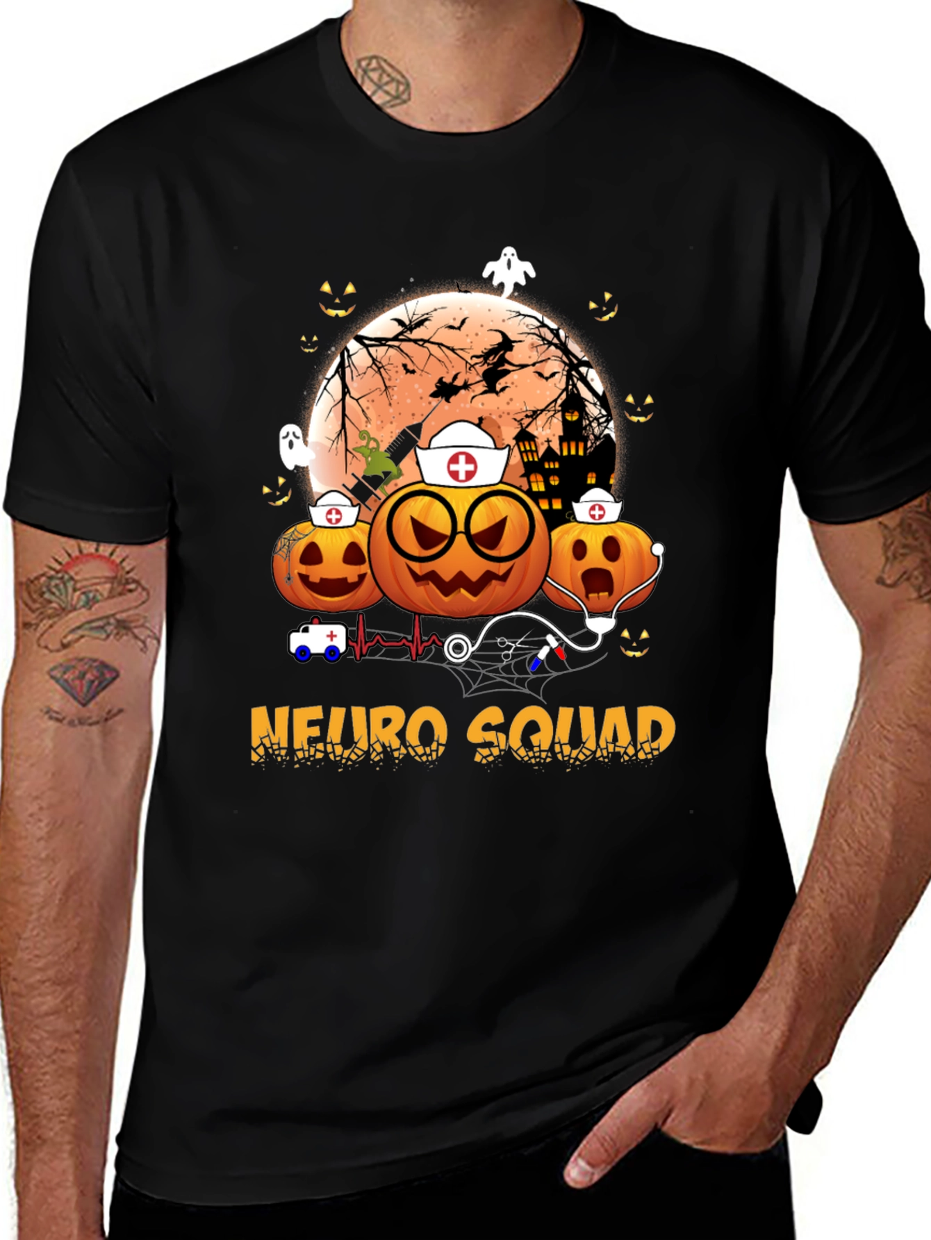 Neuro Squad Halloween Nurse Pumpkin T-Shirt