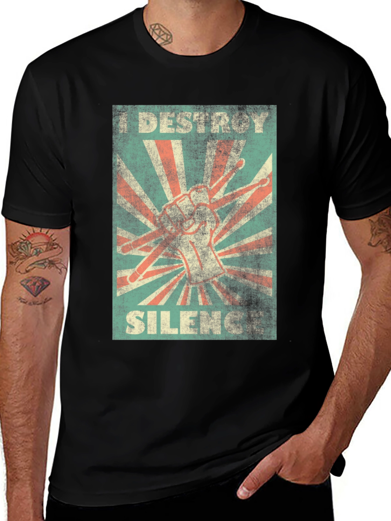 Variant 25 of Destroy Silence Graphic Tee - Retro Activist Shirt