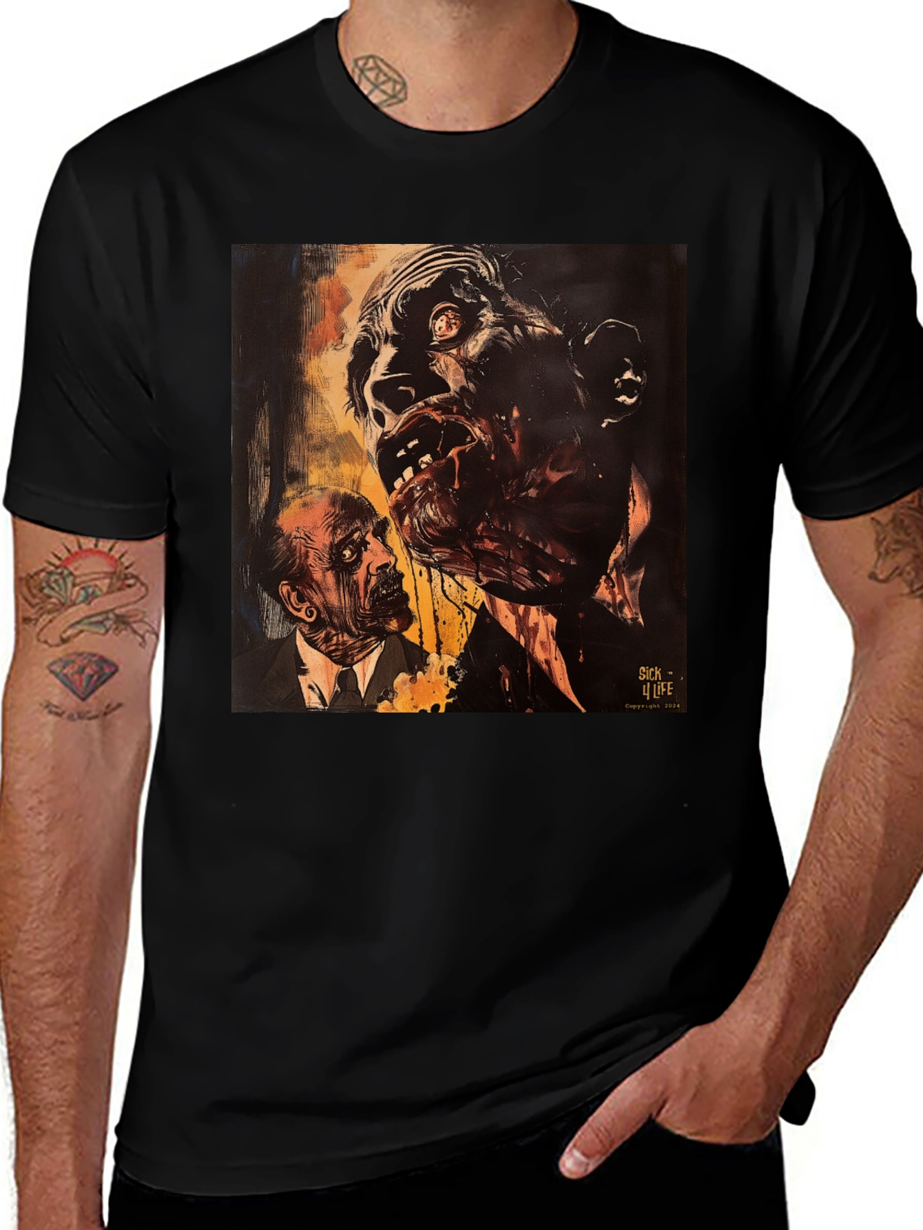Variant 15 of Horror Graphic Print Black T-Shirt