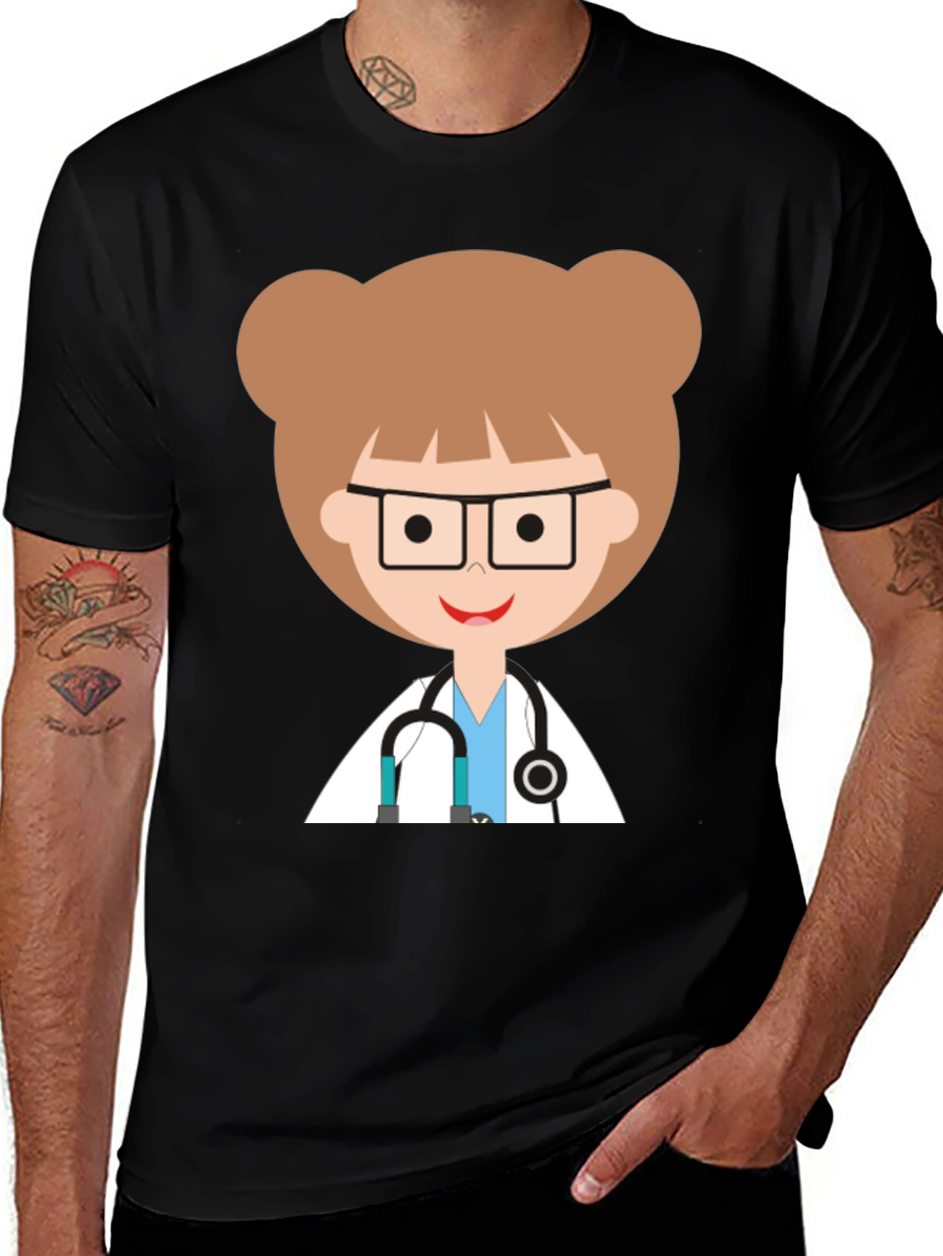 Variant 7 of Cute Cartoon Doctor Graphic Tee