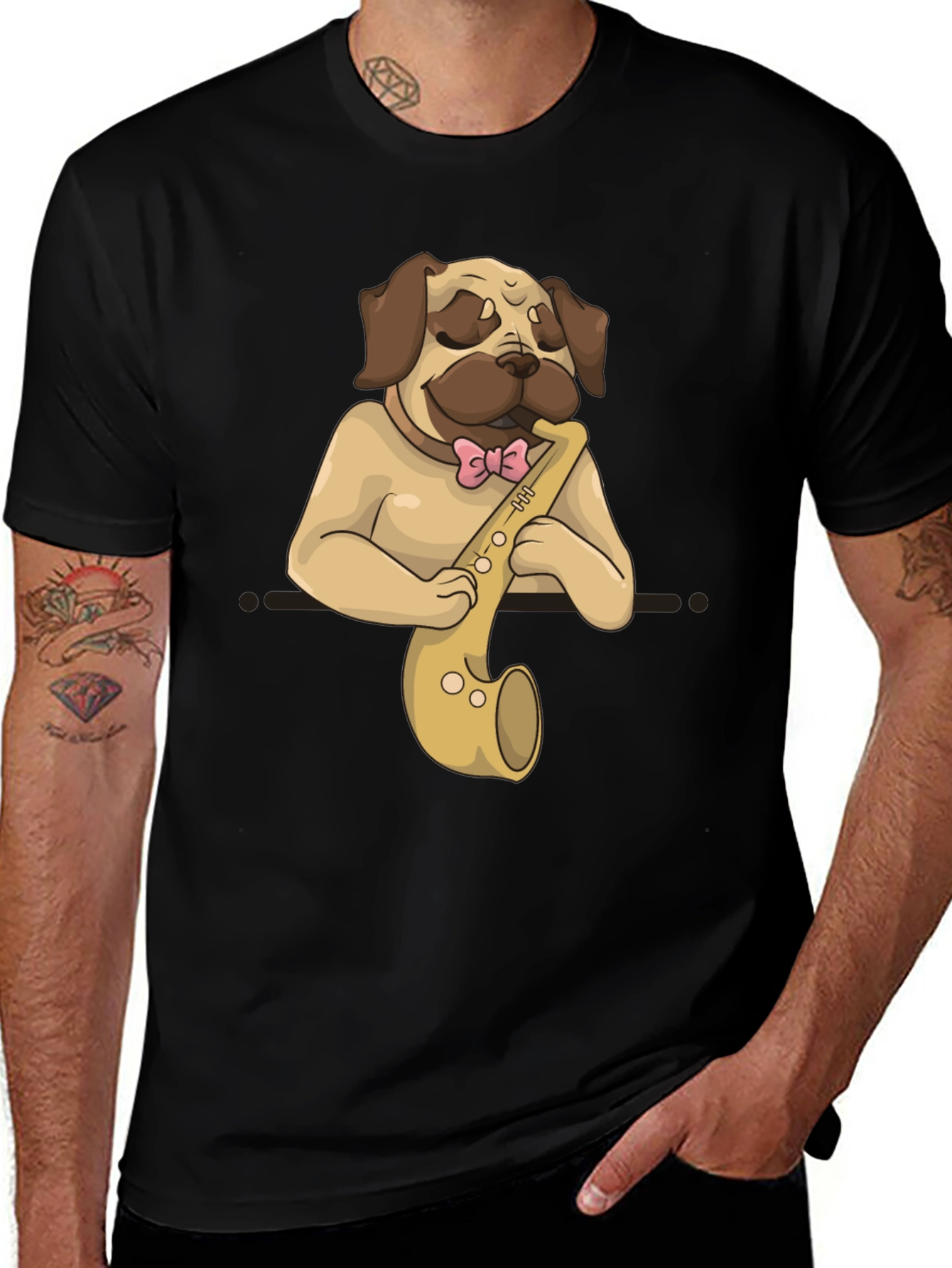 Variant 13 of Dog Playing Saxophone Graphic T-Shirt