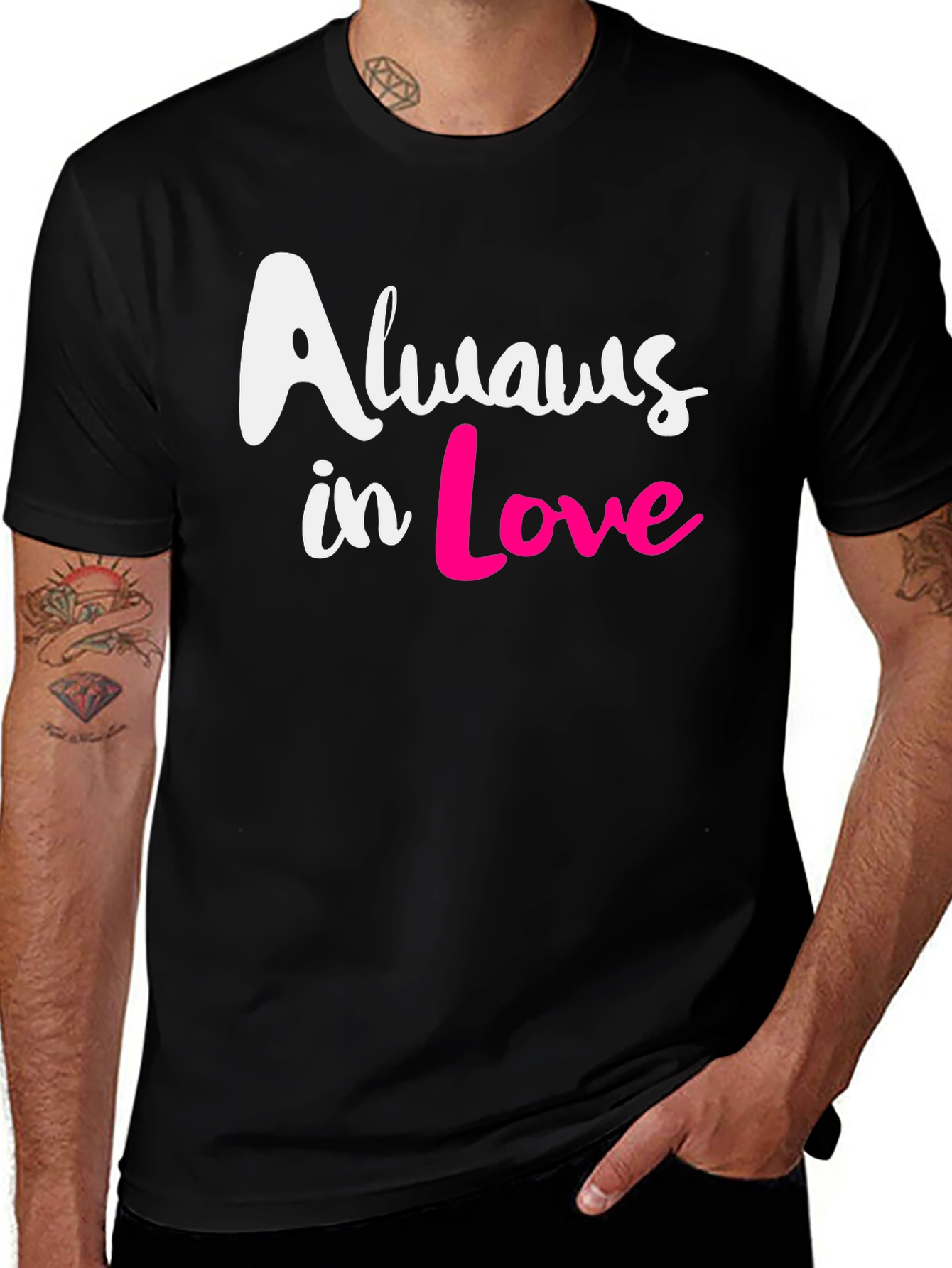 Variant 5 of Always in Love Graphic Tee - Black Casual T-Shirt
