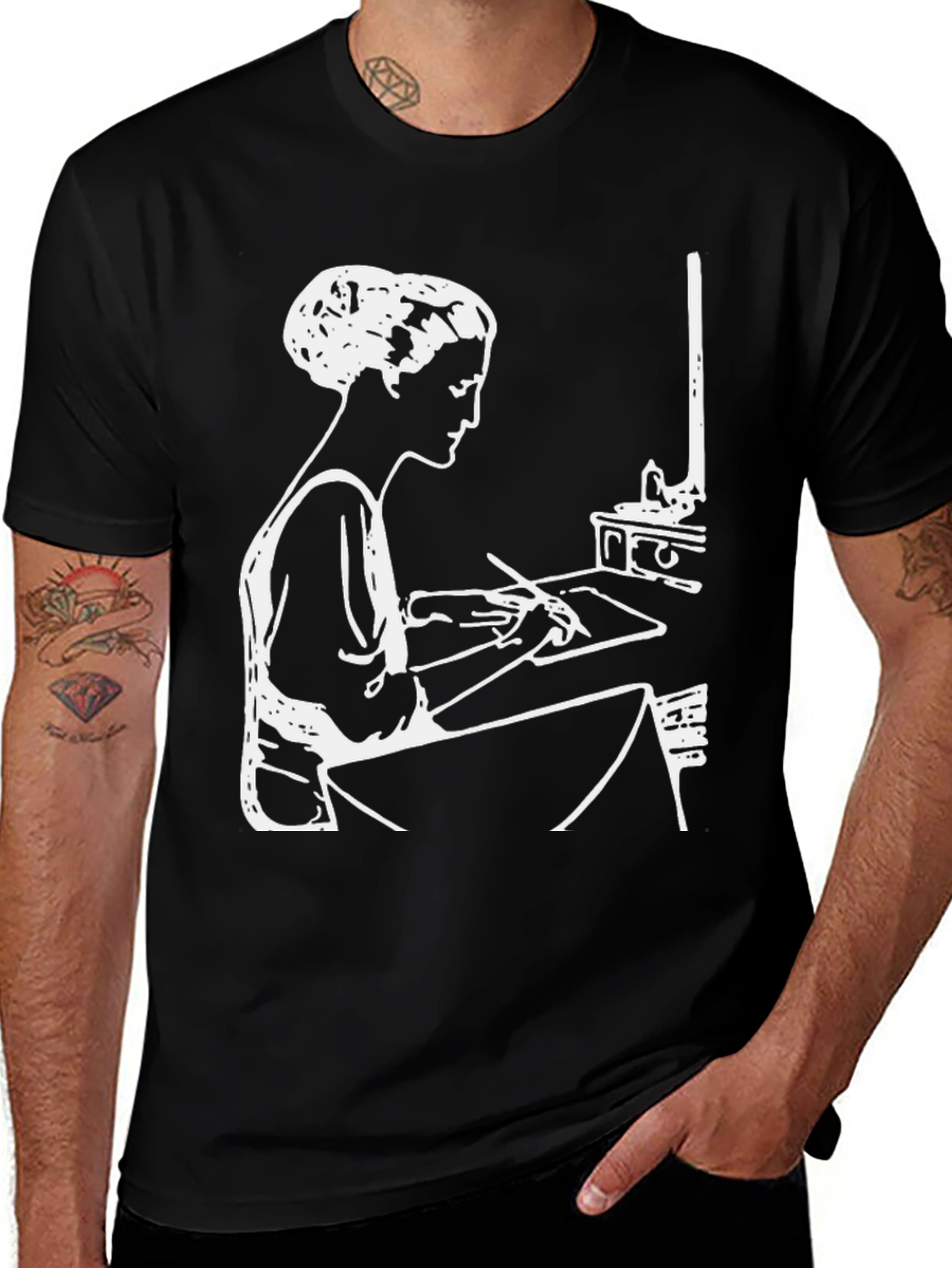 Variant 11 of Artist at Work Graphic Tee - Black Cotton T-Shirt