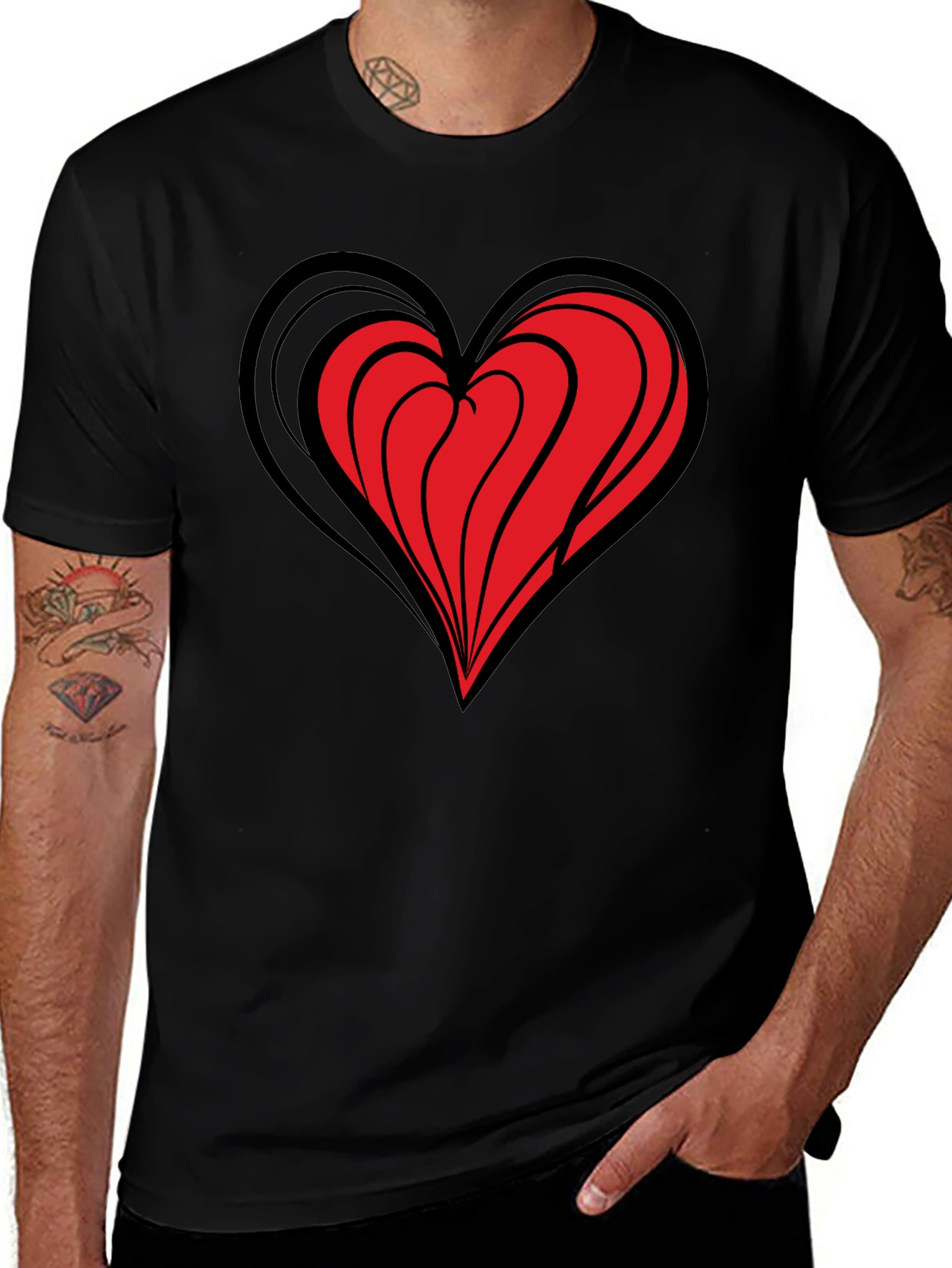 Variant 17 of Heart Graphic Black T-Shirt