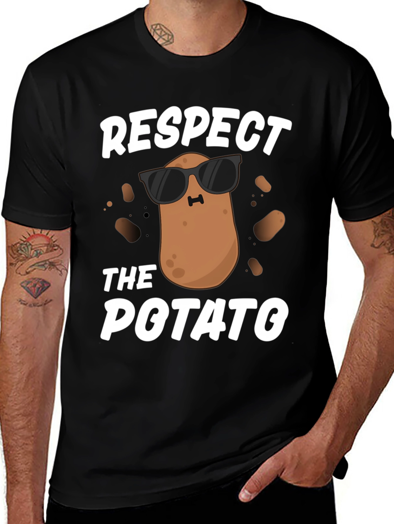 Variant 10 of Respect the Potato T-Shirt - Funny Cartoon Graphic Tee