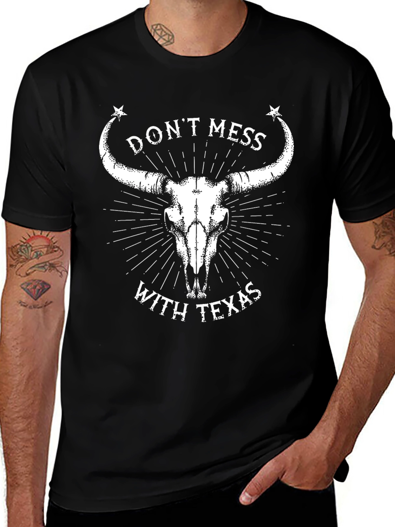 Don't Mess with Texas Bull Skull Graphic T-Shirt