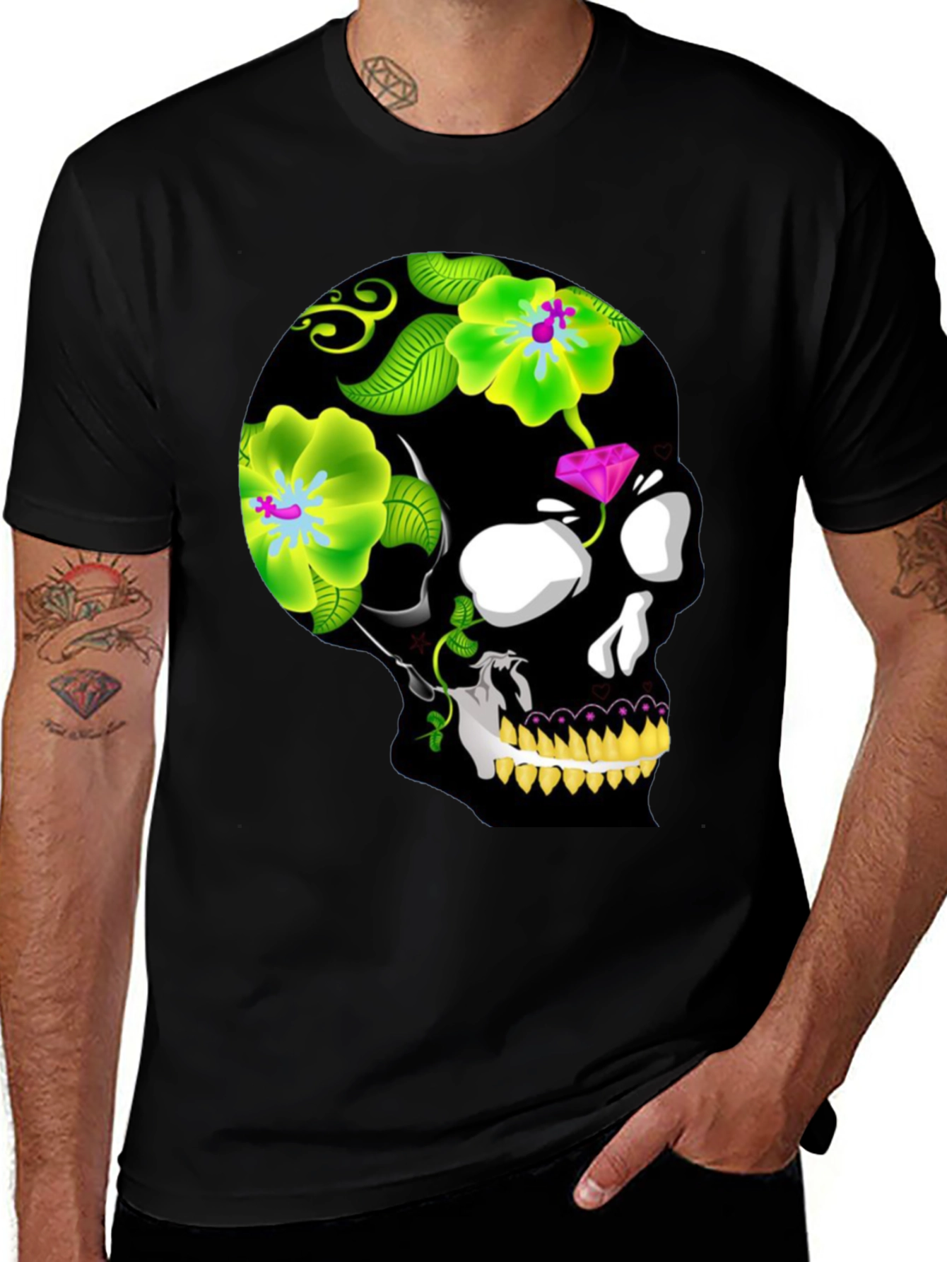 Variant 10 of Skull Graphic T-Shirt - Day of the Dead Style