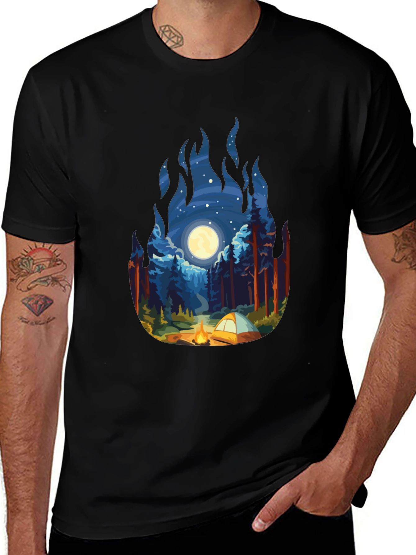 Variant 17 of Camping Forest Night Scene T-Shirt
