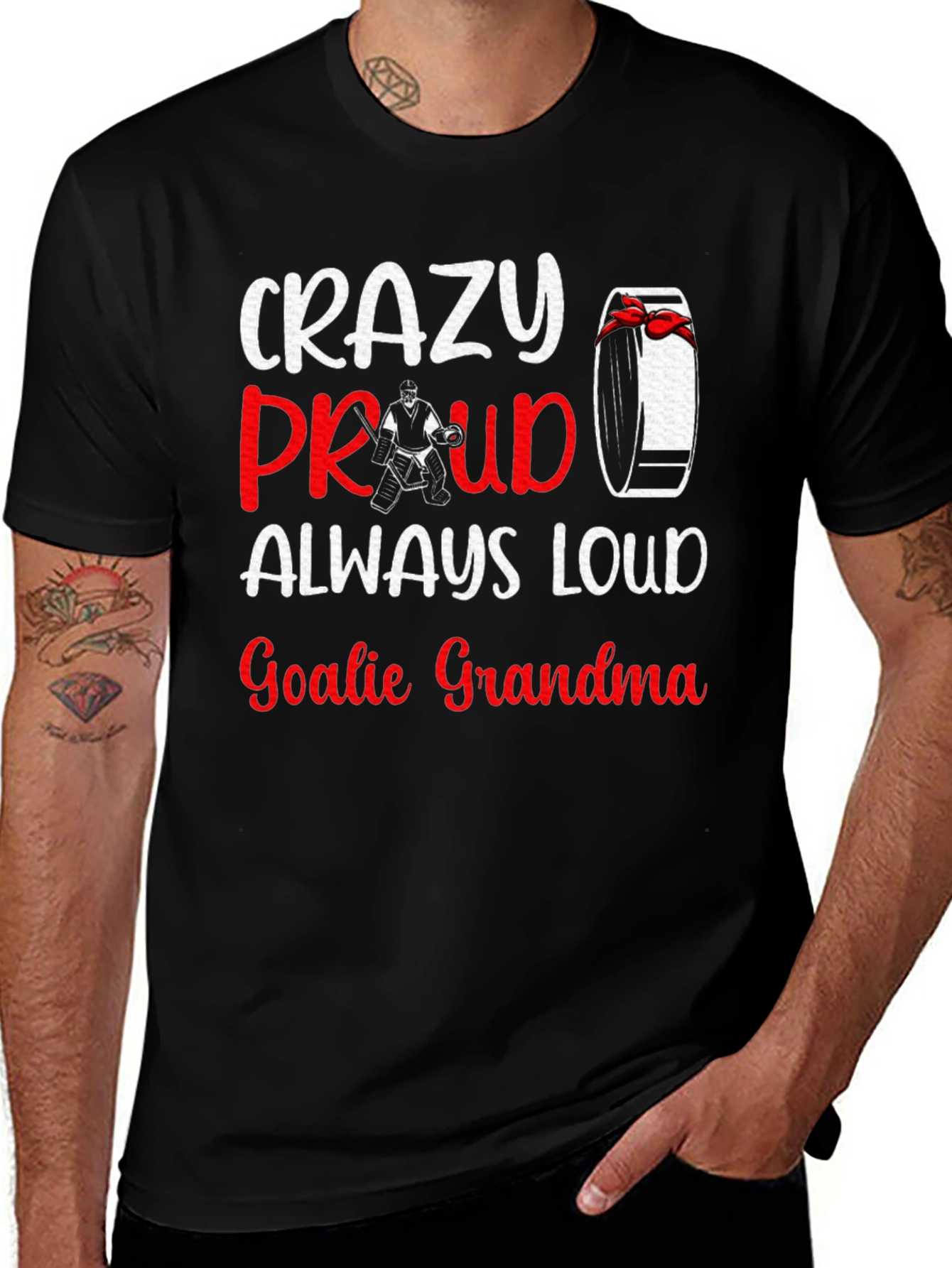 Variant 4 of Crazy Proud Goalie Grandma T-Shirt - Hockey Fan Tee