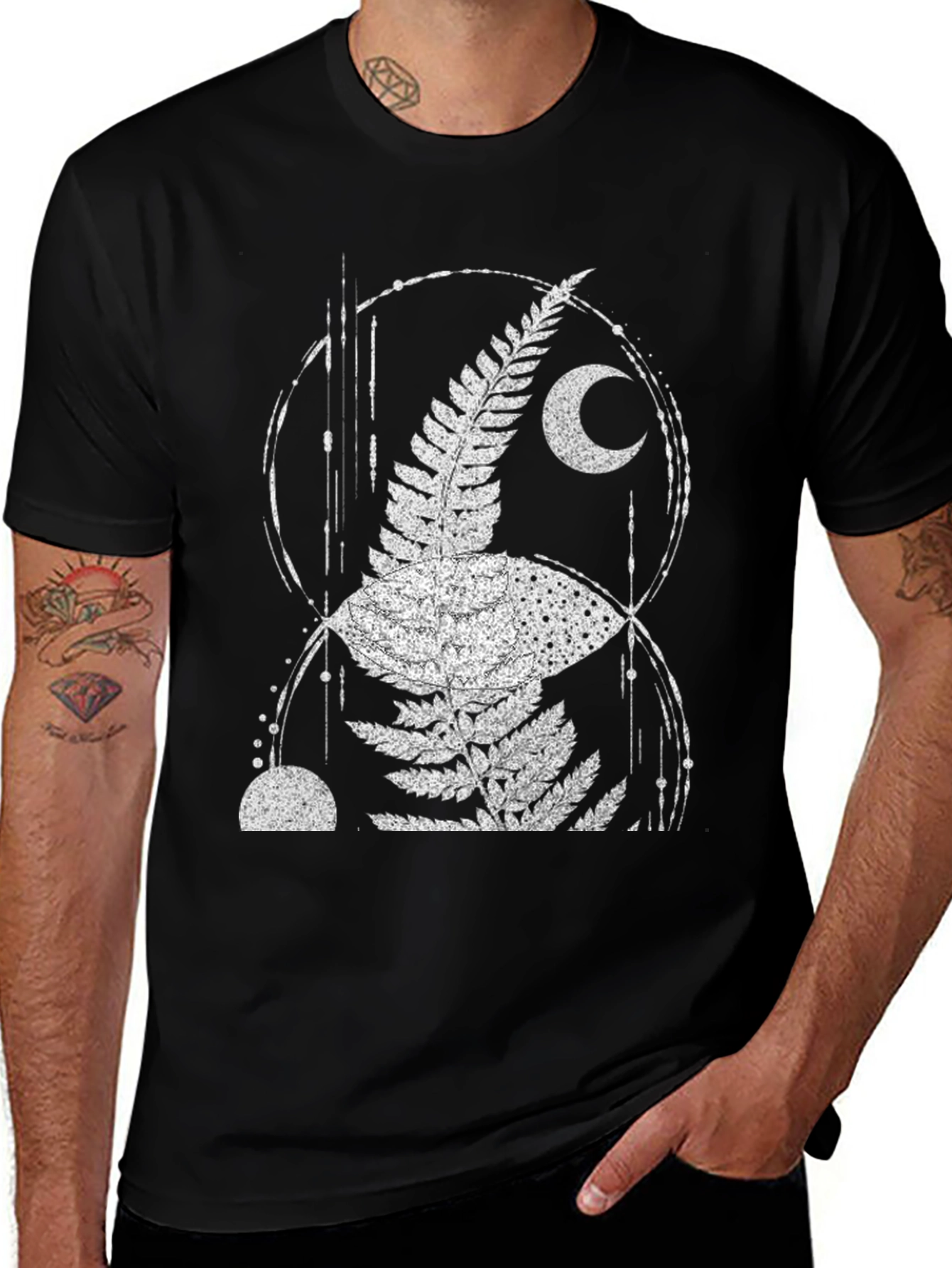 Variant 3 of Fern Moon Graphic Tee - Black Cotton Blend