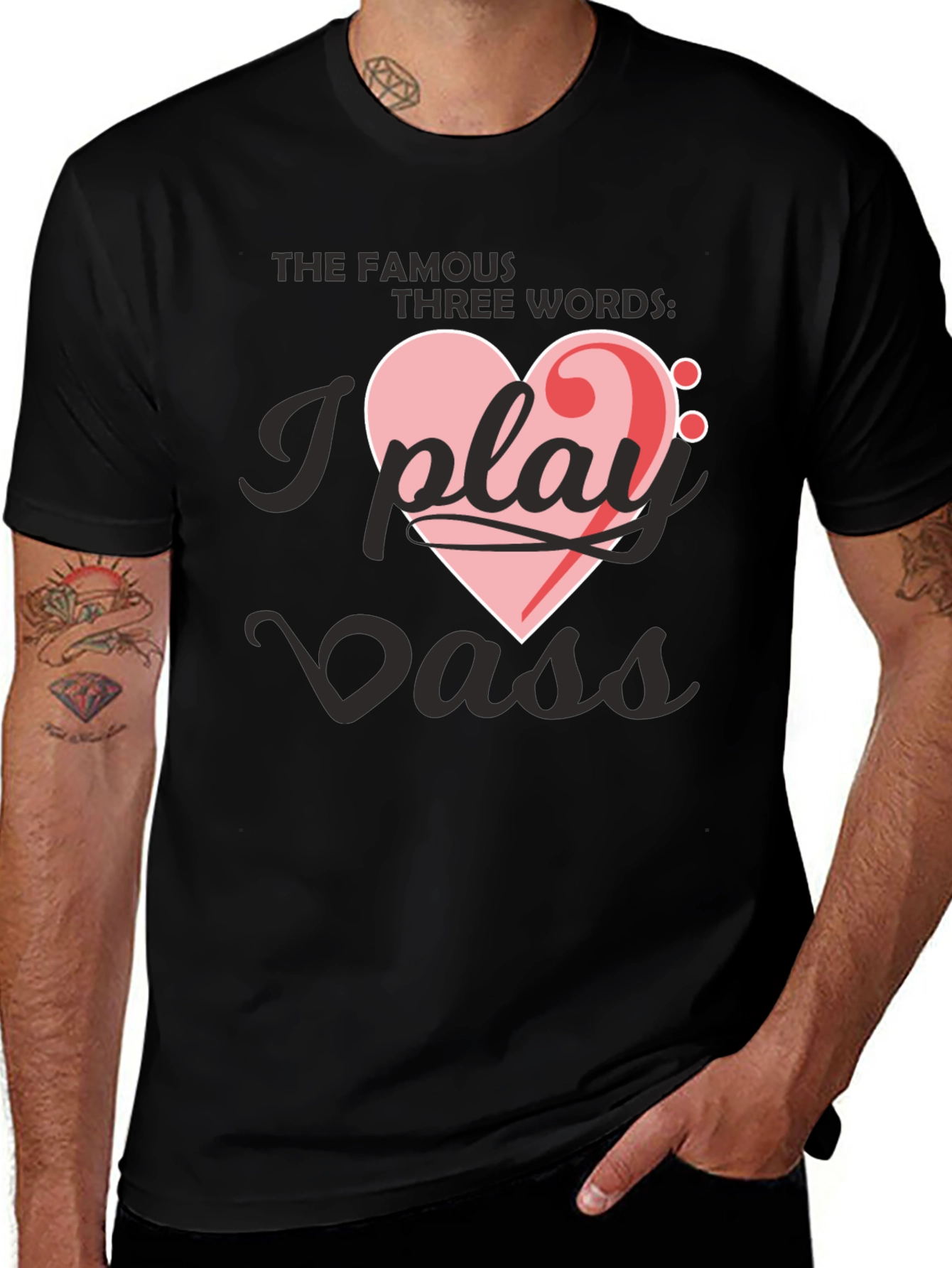 Variant 4 of I Play Bass Heart T-Shirt - Musician Tee