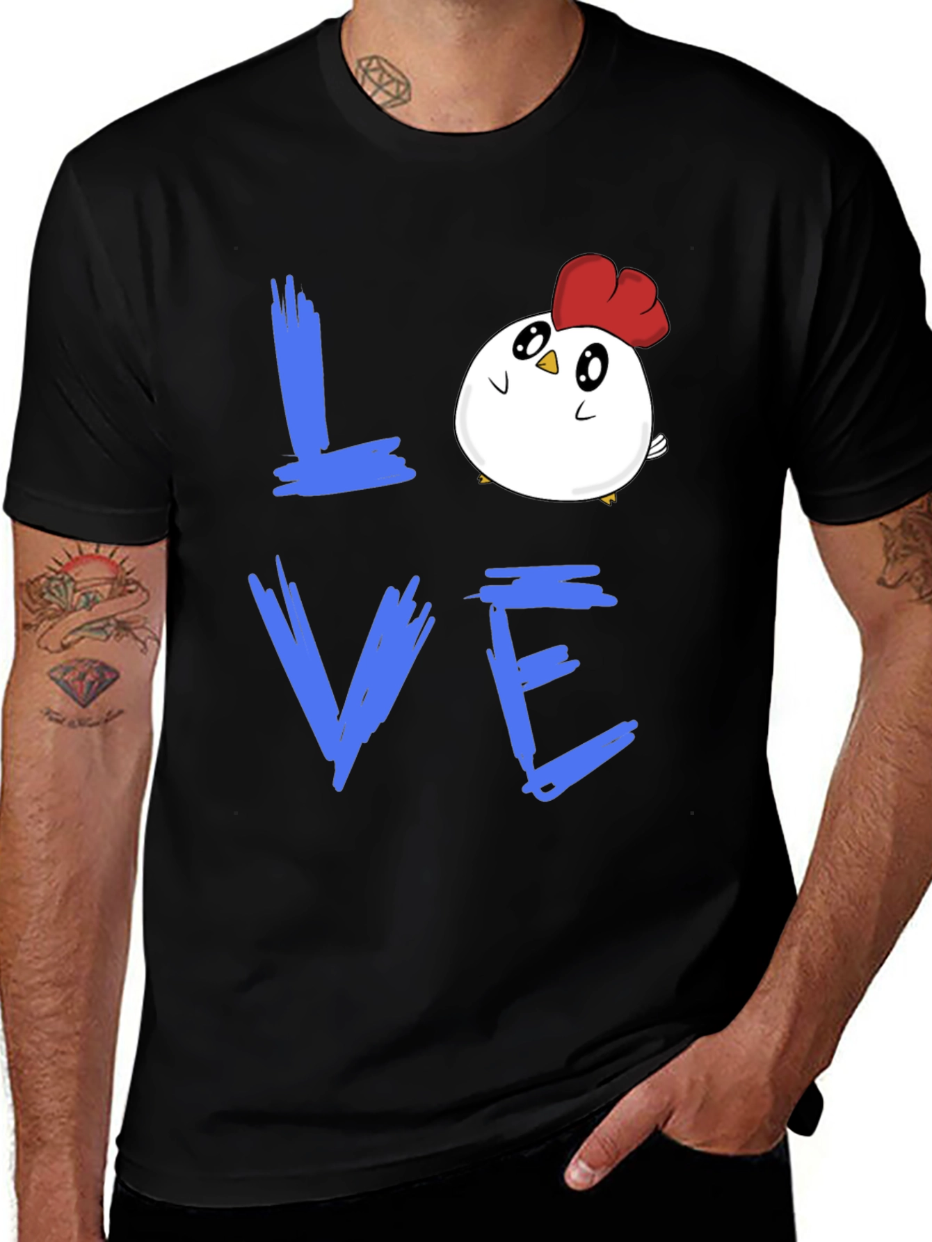 Variant 20 of Love Chicken Graphic T-Shirt - Black