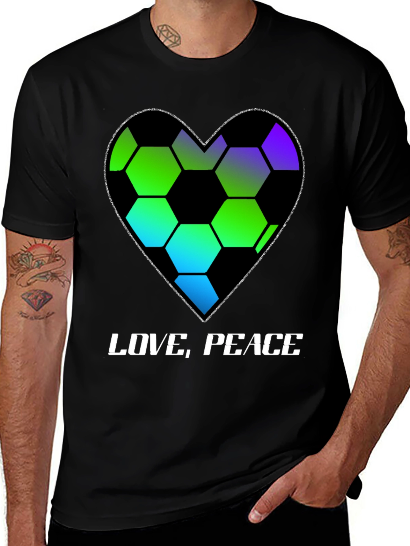 Variant 16 of Love and Peace Soccer Heart Graphic T-Shirt