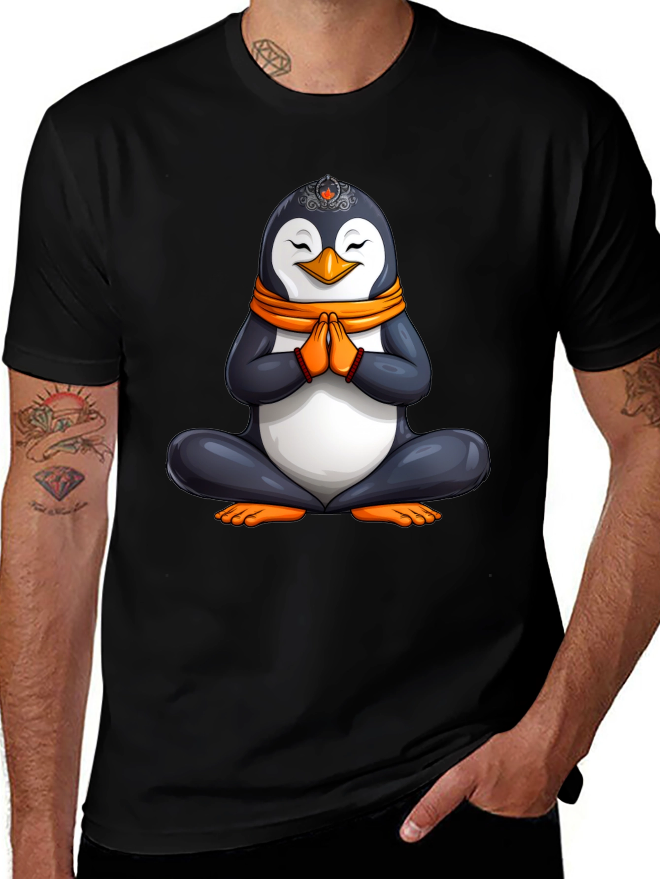 Variant 6 of Yoga Penguin T-Shirt - Meditating Bird Tee