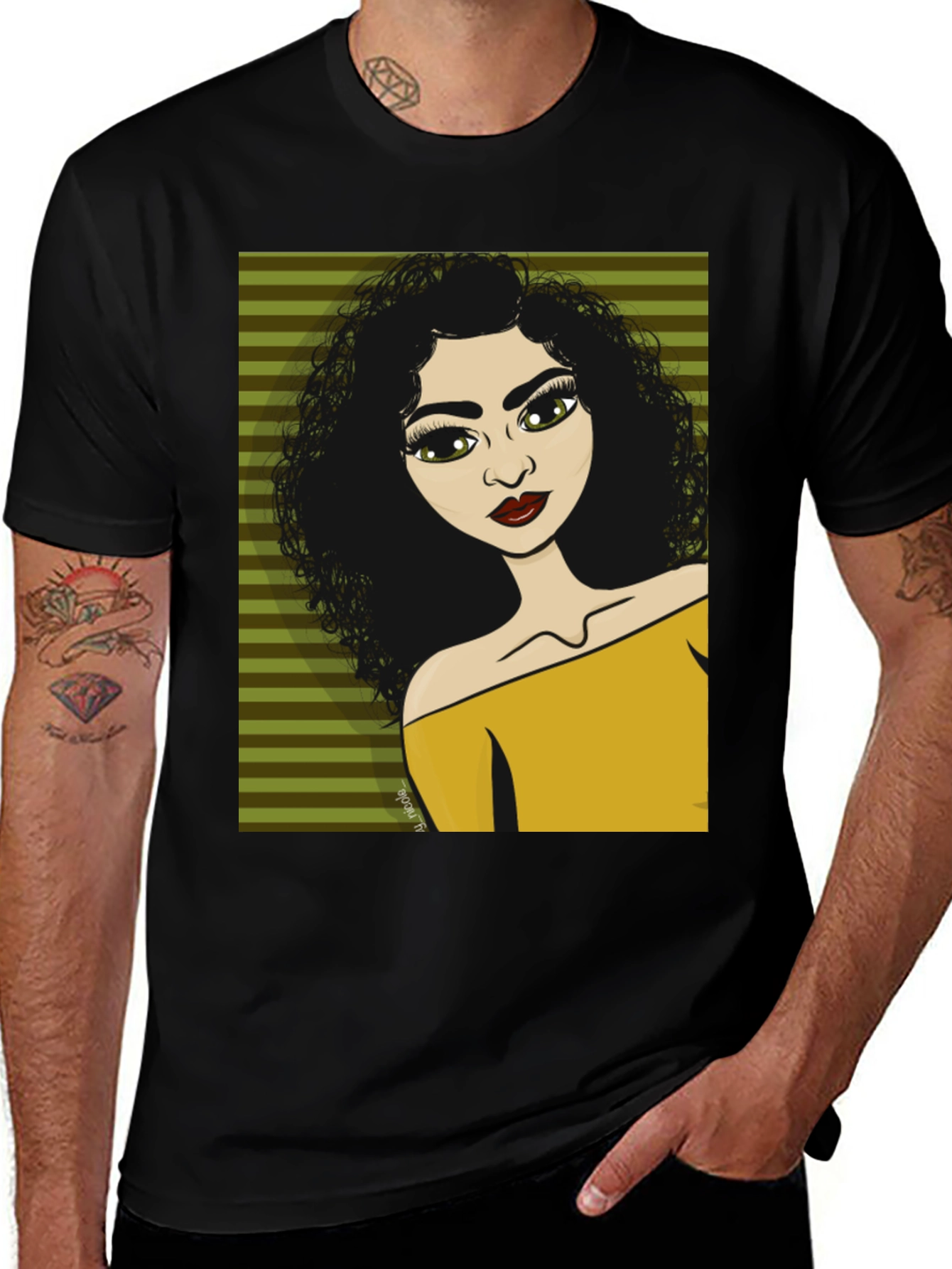 Variant 2 of Stylish Black T-Shirt with Cartoon Graphic