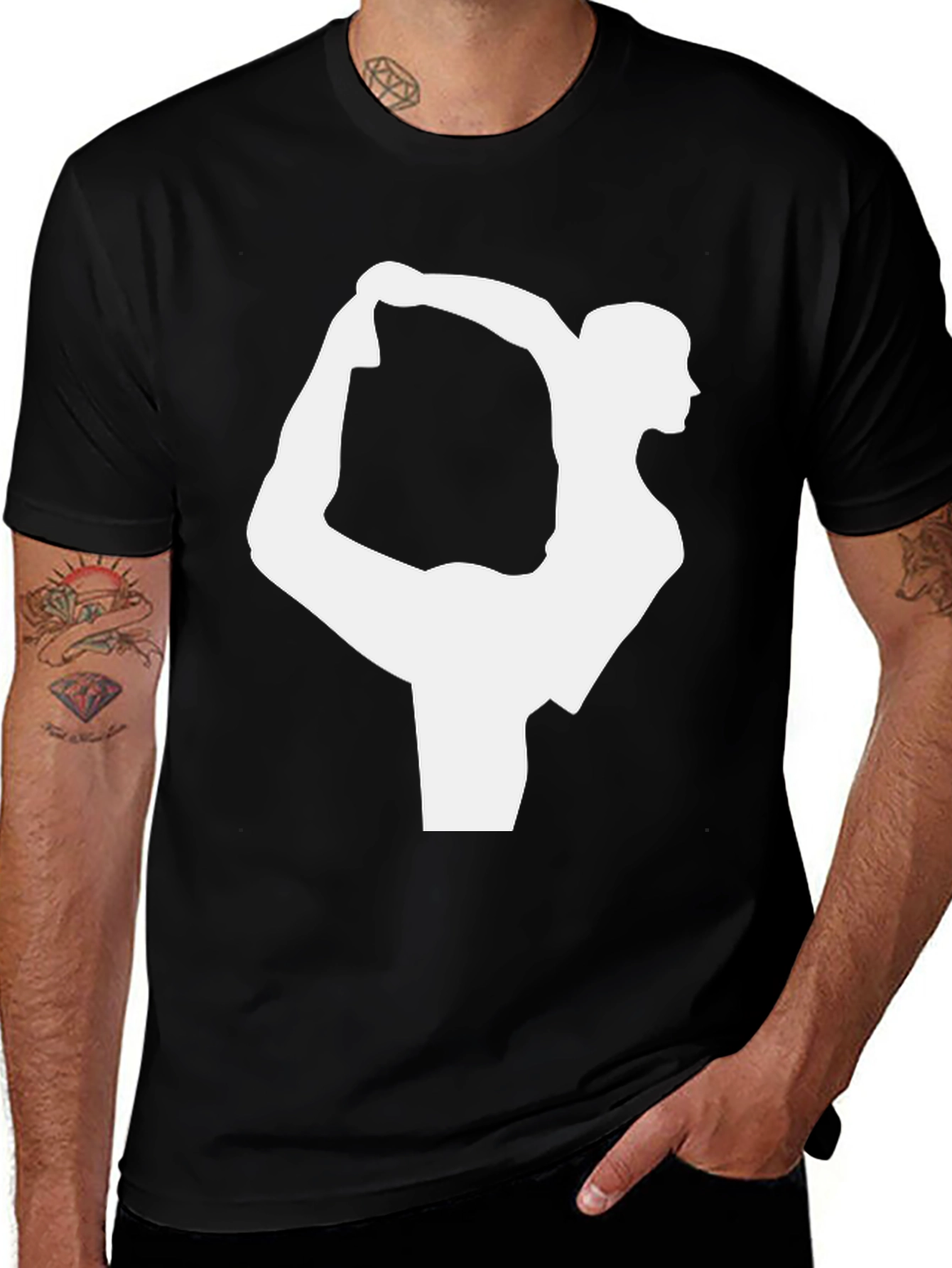 Variant 28 of Yoga Pose Graphic Tee - Black Cotton T-Shirt
