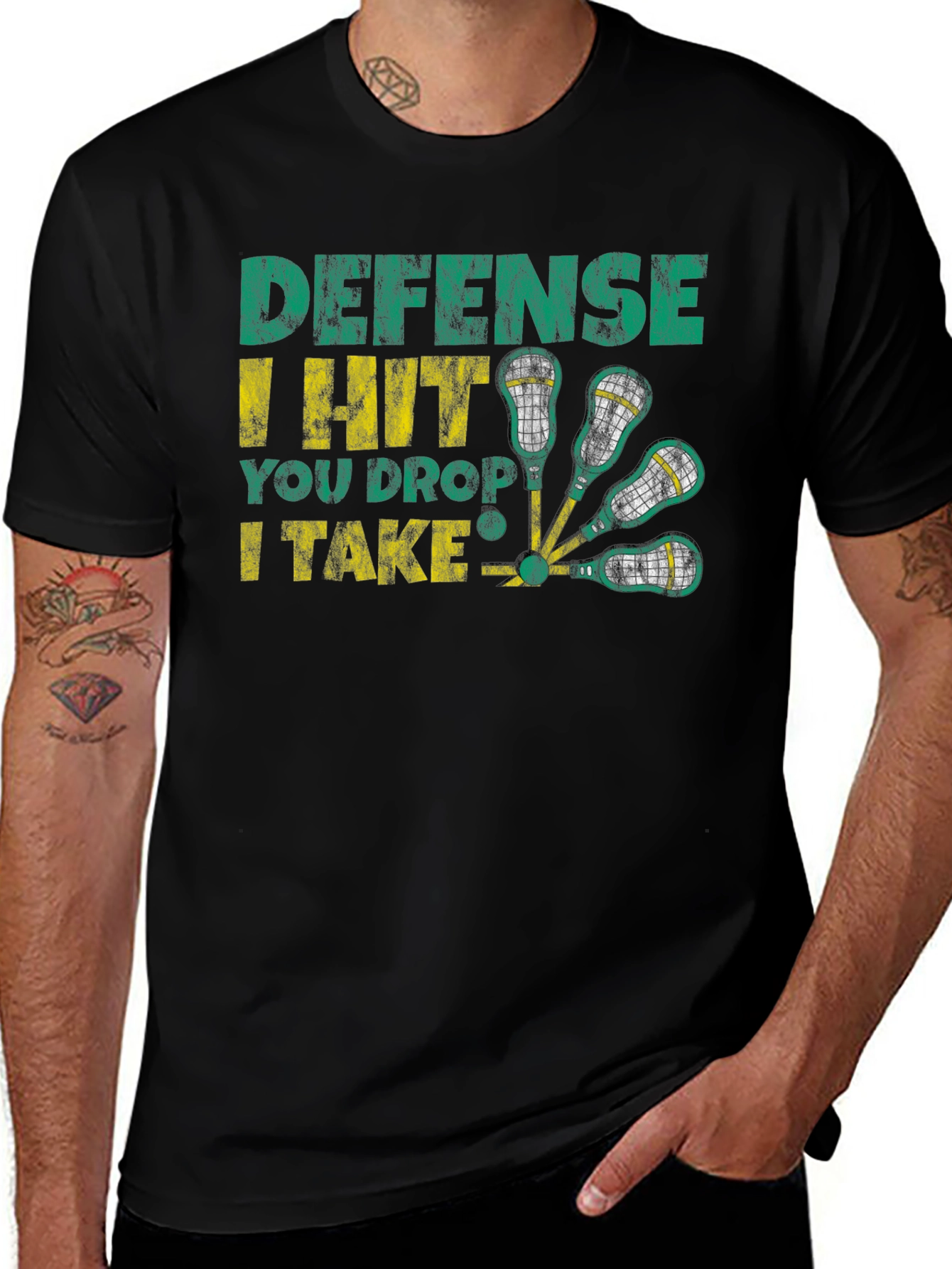 Variant 3 of Defense Lacrosse T-Shirt - I Hit, You Drop, I Take